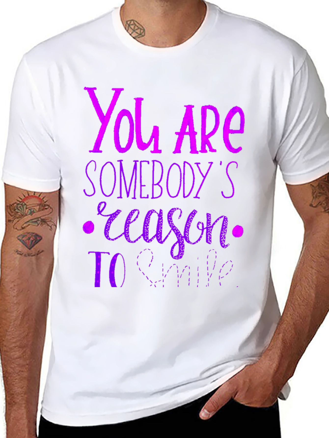 Black Inspirational Graphic T-Shirt - You Are Somebody's Reason To Smile view 8