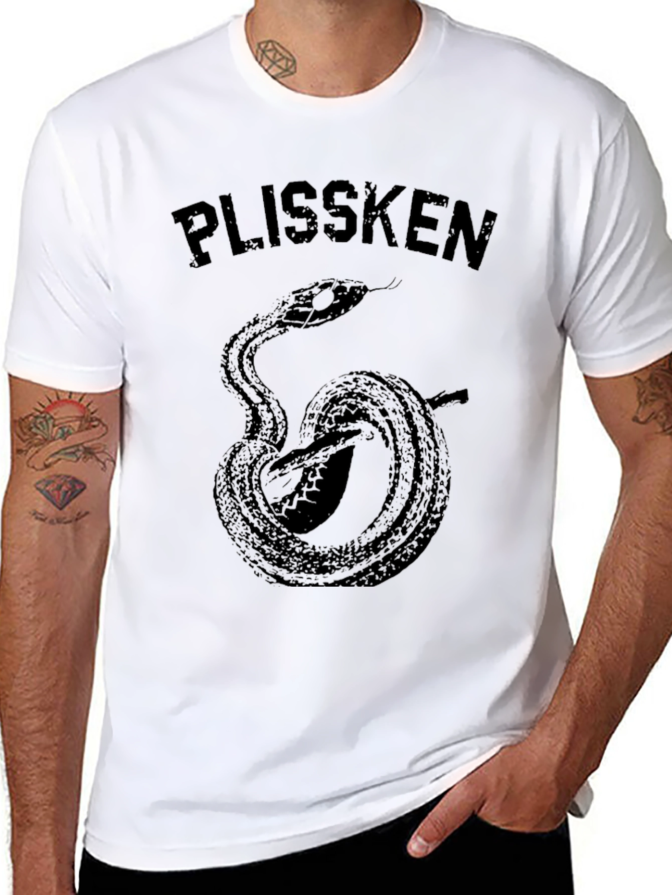 Black Plissken Snake Graphic T-Shirt - Black view 8