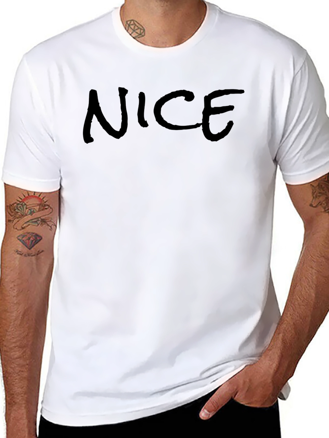 Black NICE Graphic Tee - Soft Cotton Casual T-Shirt view 8