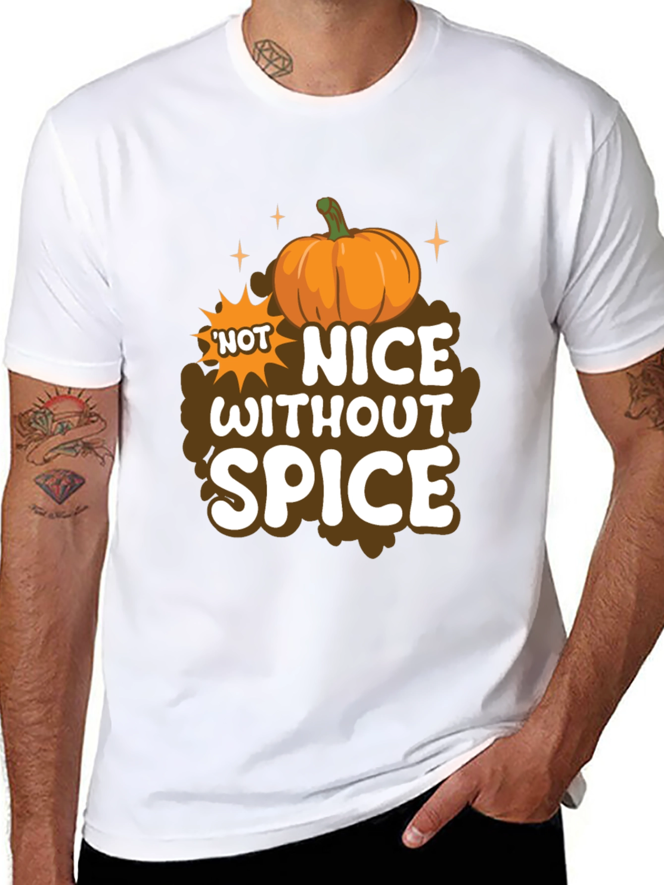 Black Not Nice Without Spice Pumpkin T-Shirt view 8