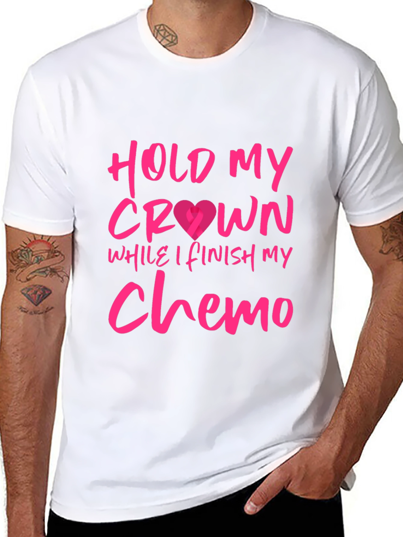 Black Hold My Crown Chemo T-Shirt - Stylish Cancer Support Tee view 8