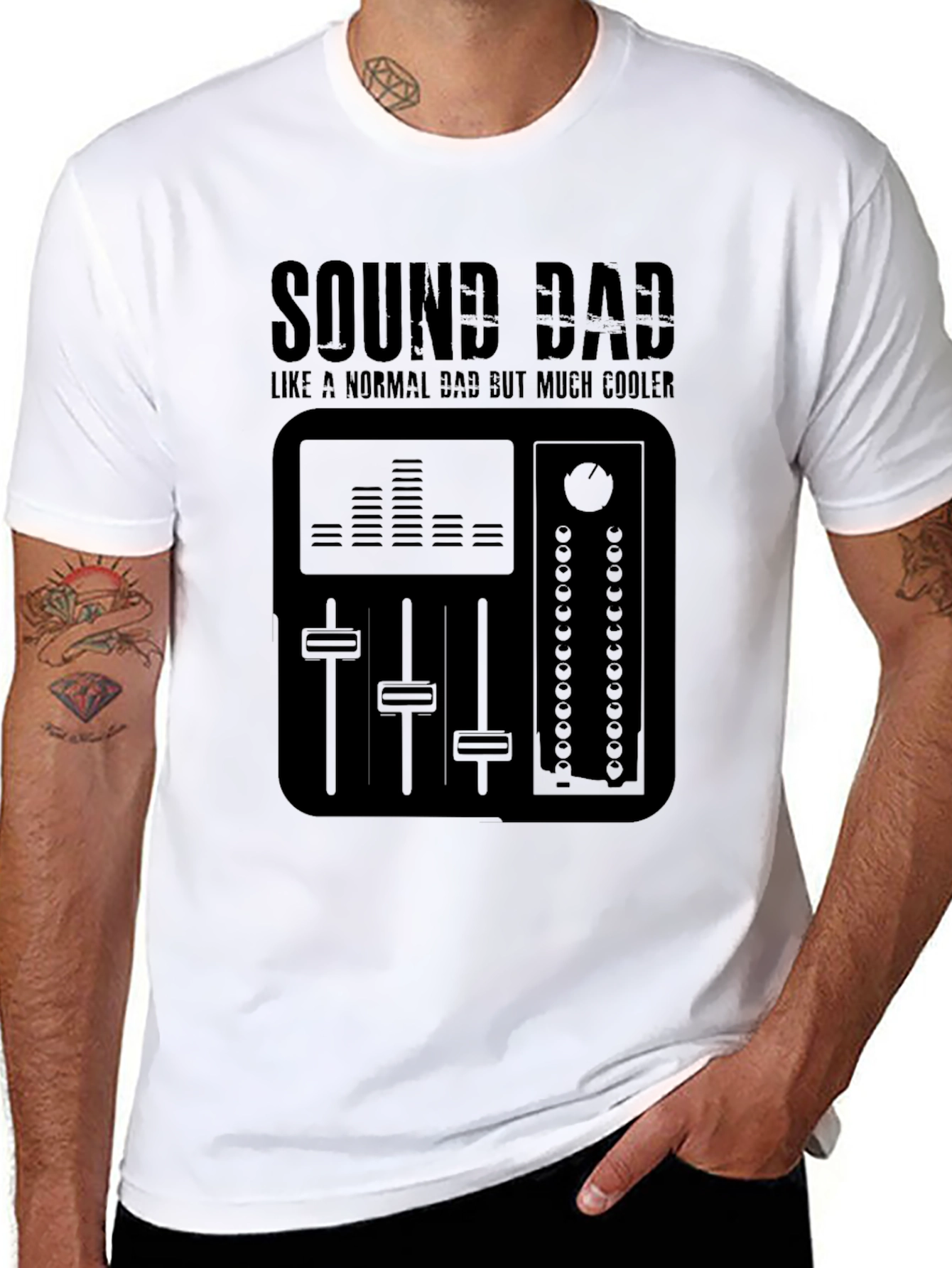 Black Sound Dad T-Shirt - Cool Dad Mixer Tee view 8