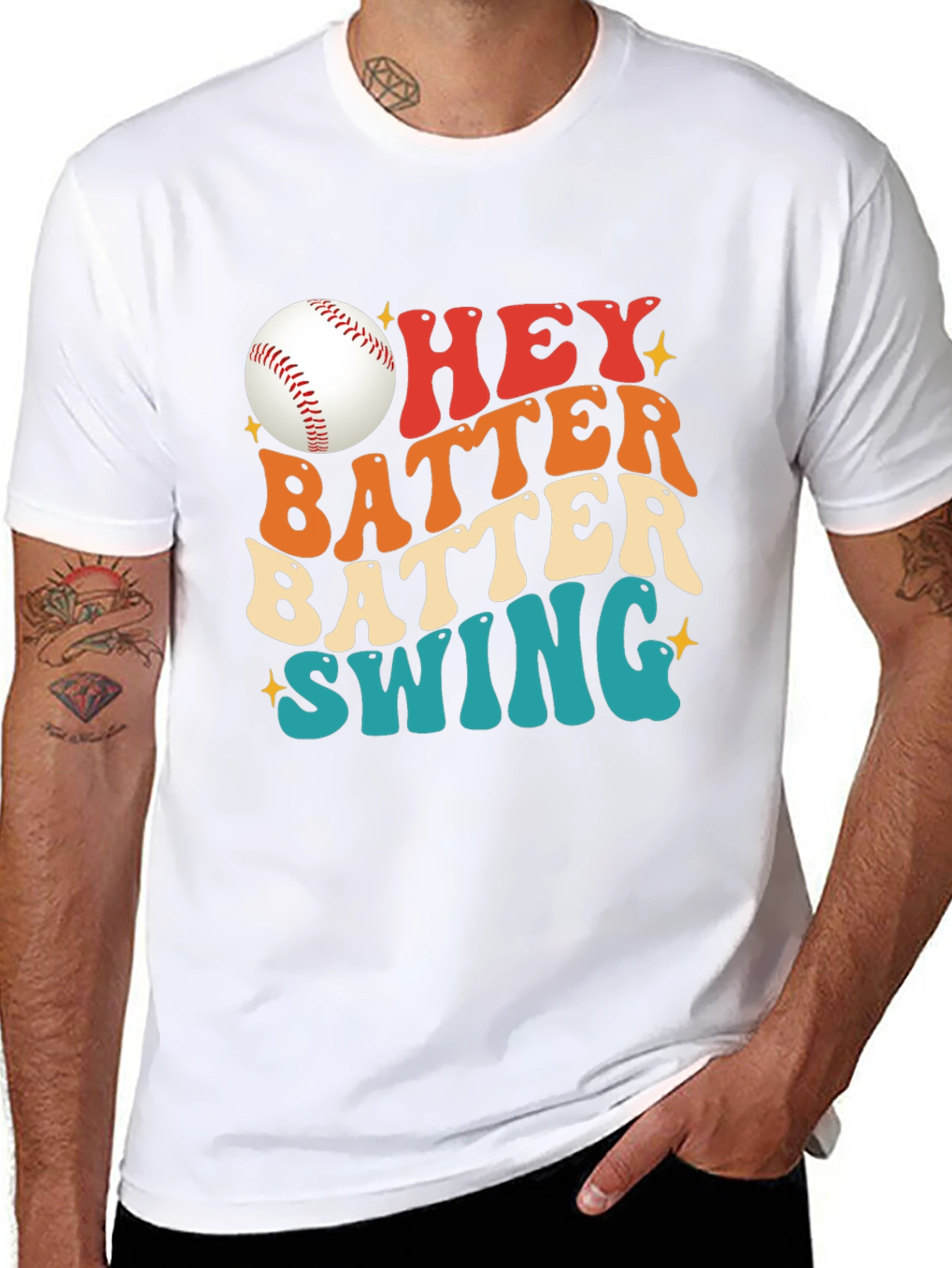 Black Hey Batter Batter Swing Baseball T-Shirt view 8