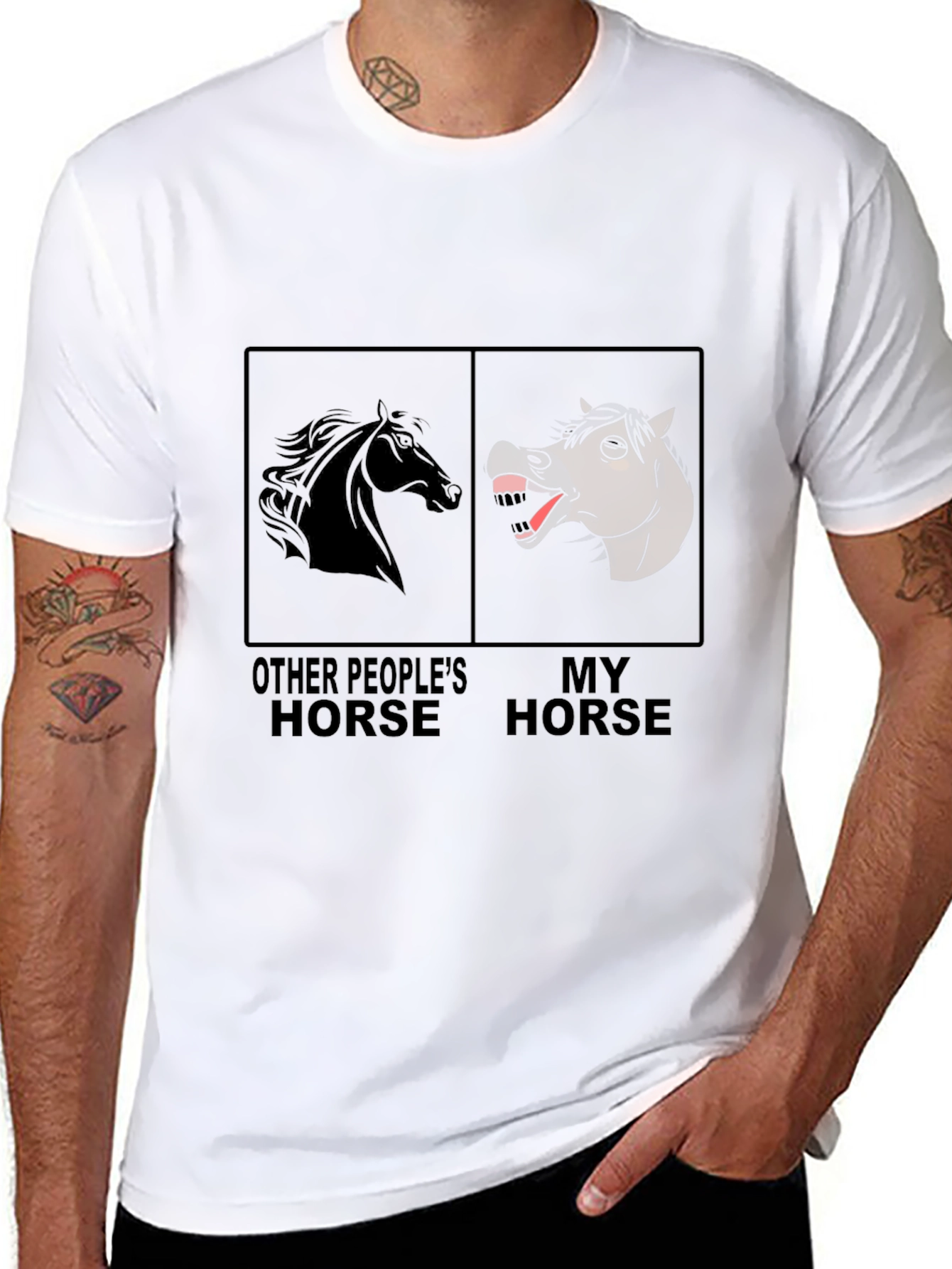 Black Funny Horse T-Shirt - Other People's Horse, My Horse view 8