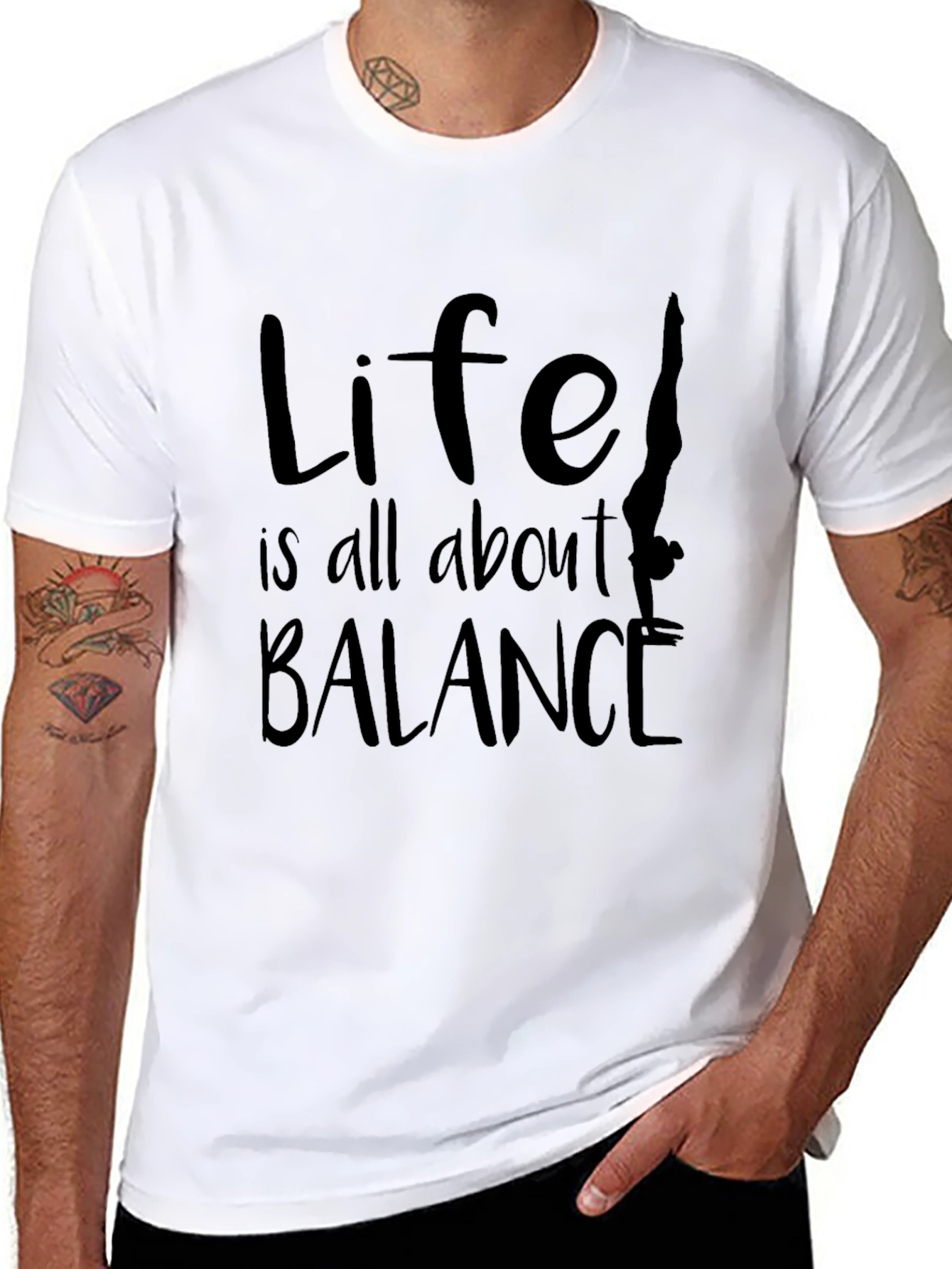 Black Life Balance Graphic Tee - Men's Black T-Shirt view 8