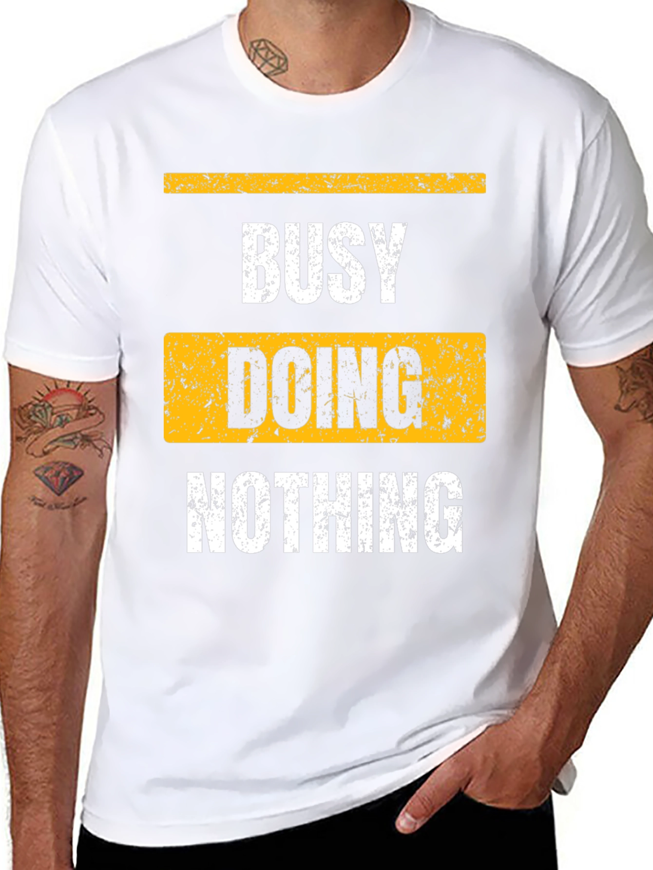 Black Busy Doing Nothing Black Graphic T-Shirt view 8