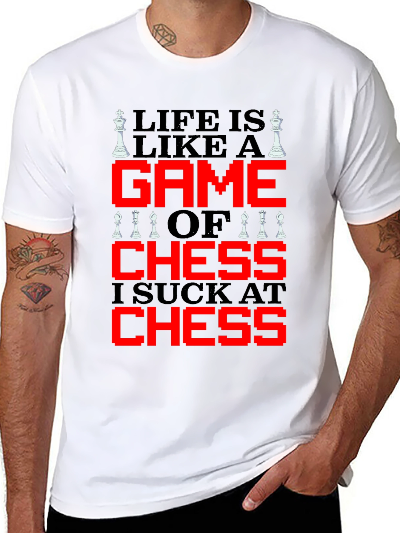 Black Life is Like Chess T-Shirt - Funny Game Tee view 8