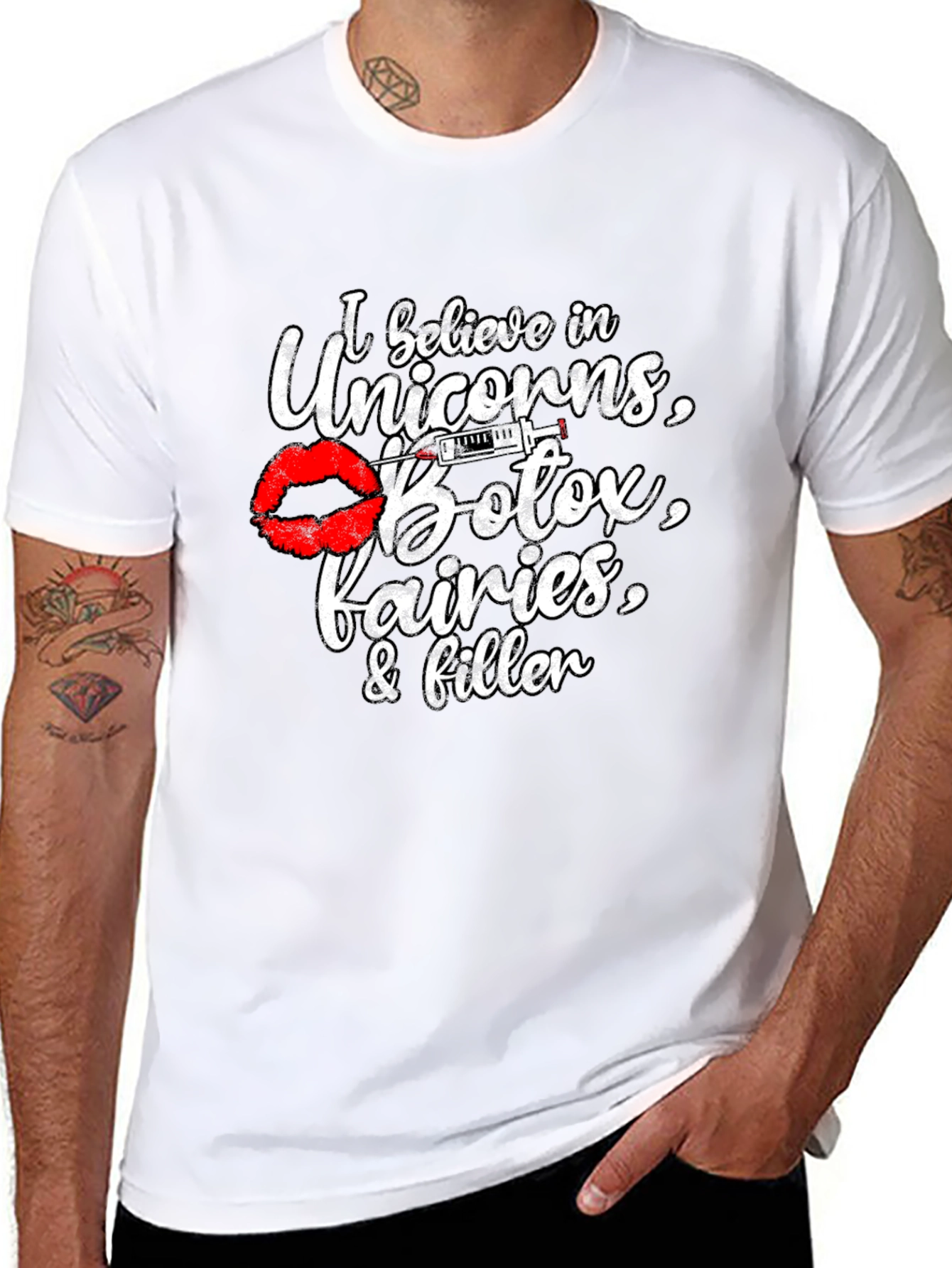 Black Unicorns, Botox, & Fairies Graphic Tee view 8