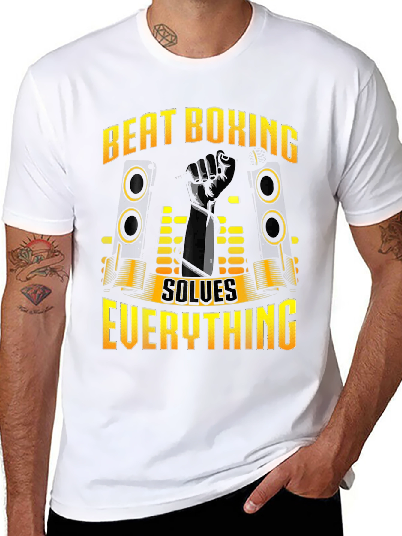 Black Beat Boxing Solves Everything Black T-Shirt view 8
