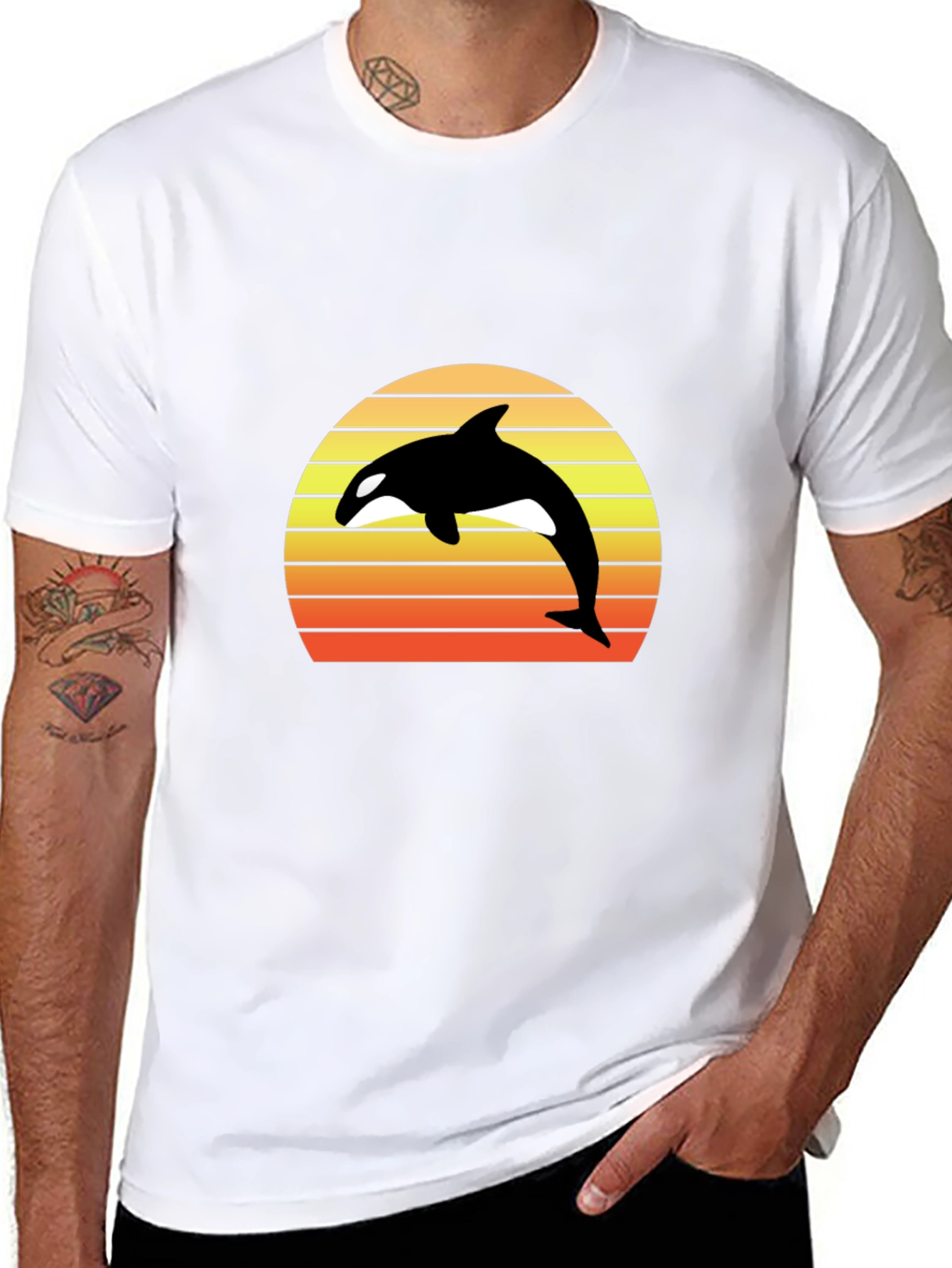 Black Orca Sunset Graphic Tee - Retro Style view 8