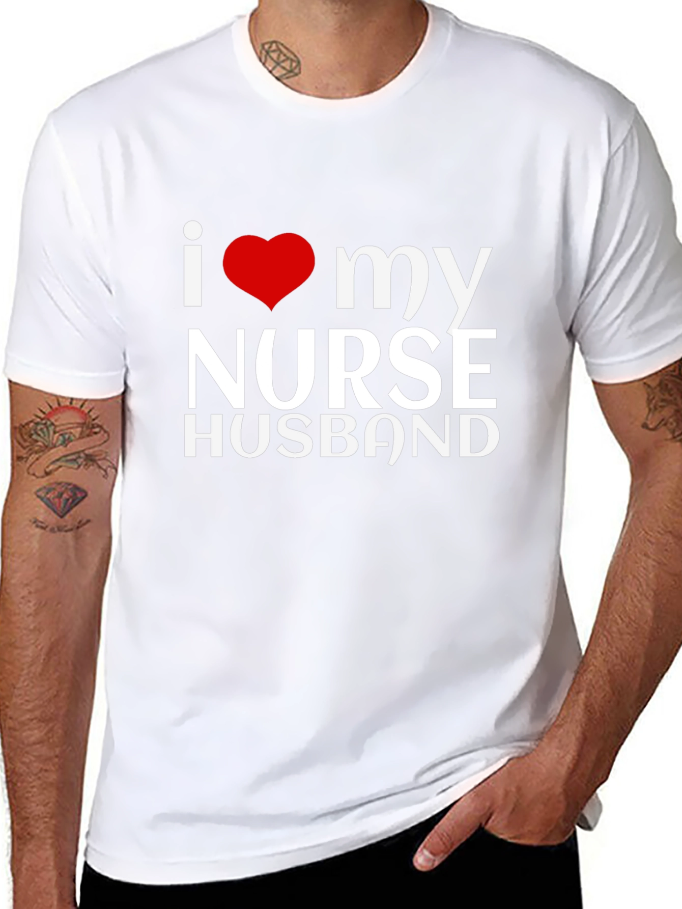 Black I Love My Nurse Husband Black Graphic Tee view 8