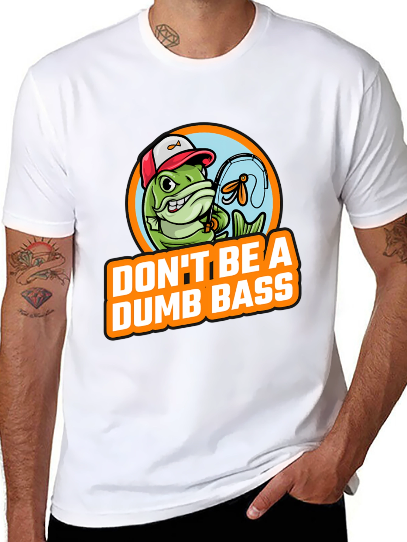 Black Don't Be A Dumb Bass Fishing Graphic T-Shirt view 8