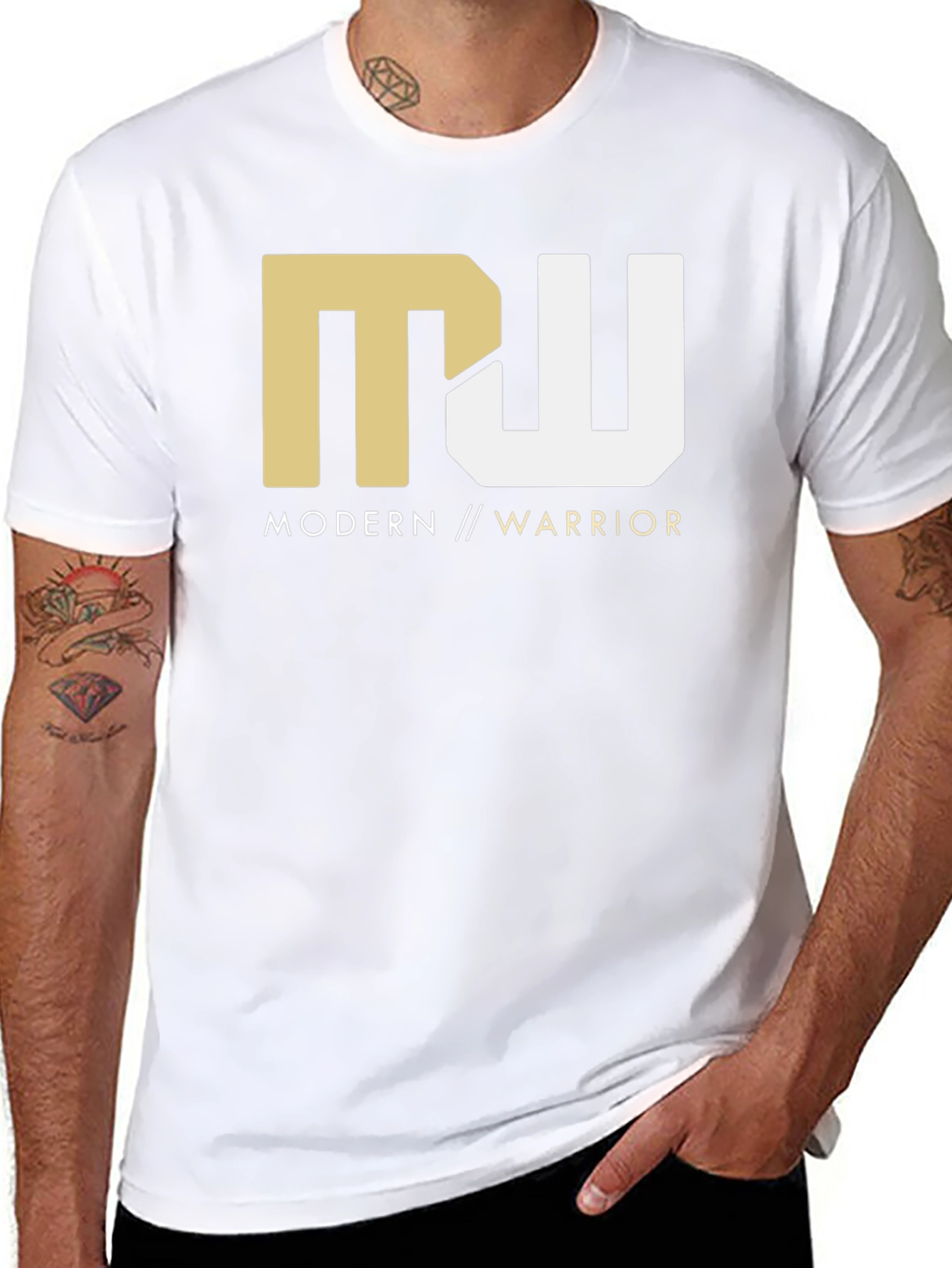 Black Modern Warrior Graphic Tee - Black view 8