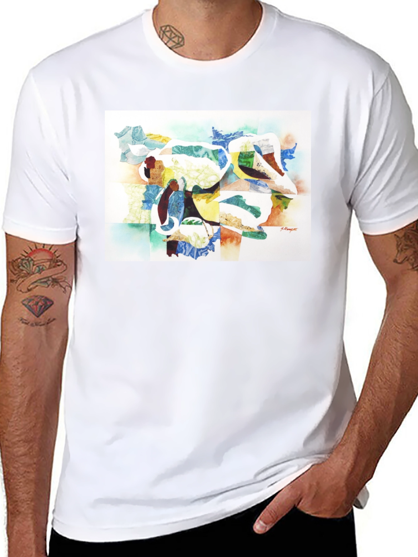 Black Abstract Art Graphic Tee - Modern Casual Wear view 8