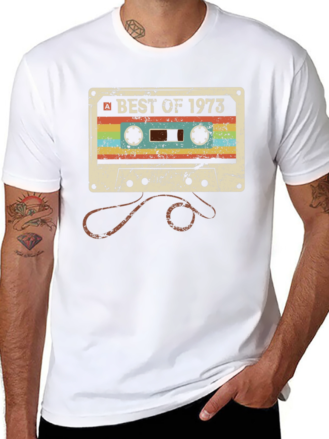 Black Retro Cassette Tape Best of 1973 Graphic Tee view 8