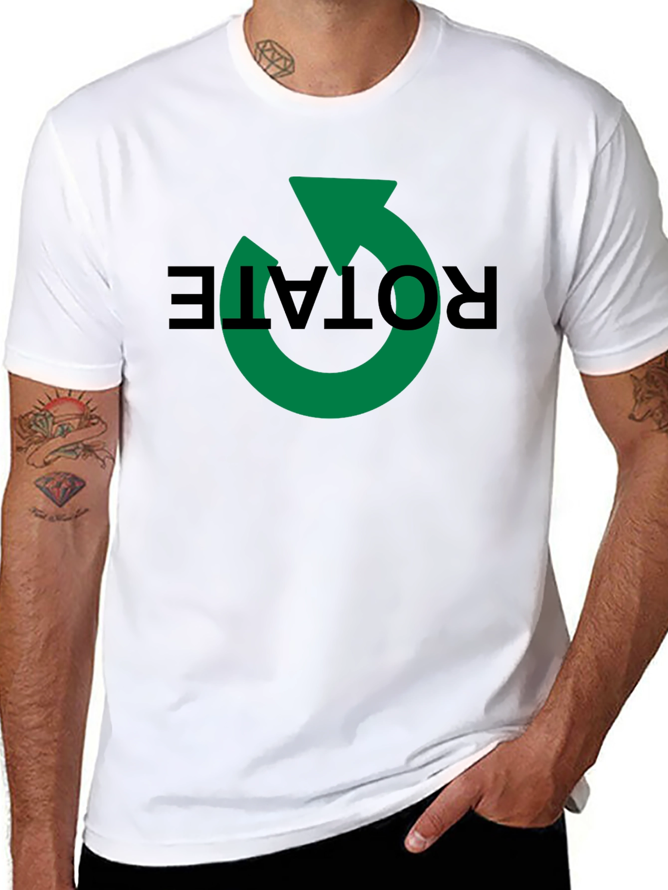 Black Rotate Graphic Tee - Modern Black Cotton Shirt view 8