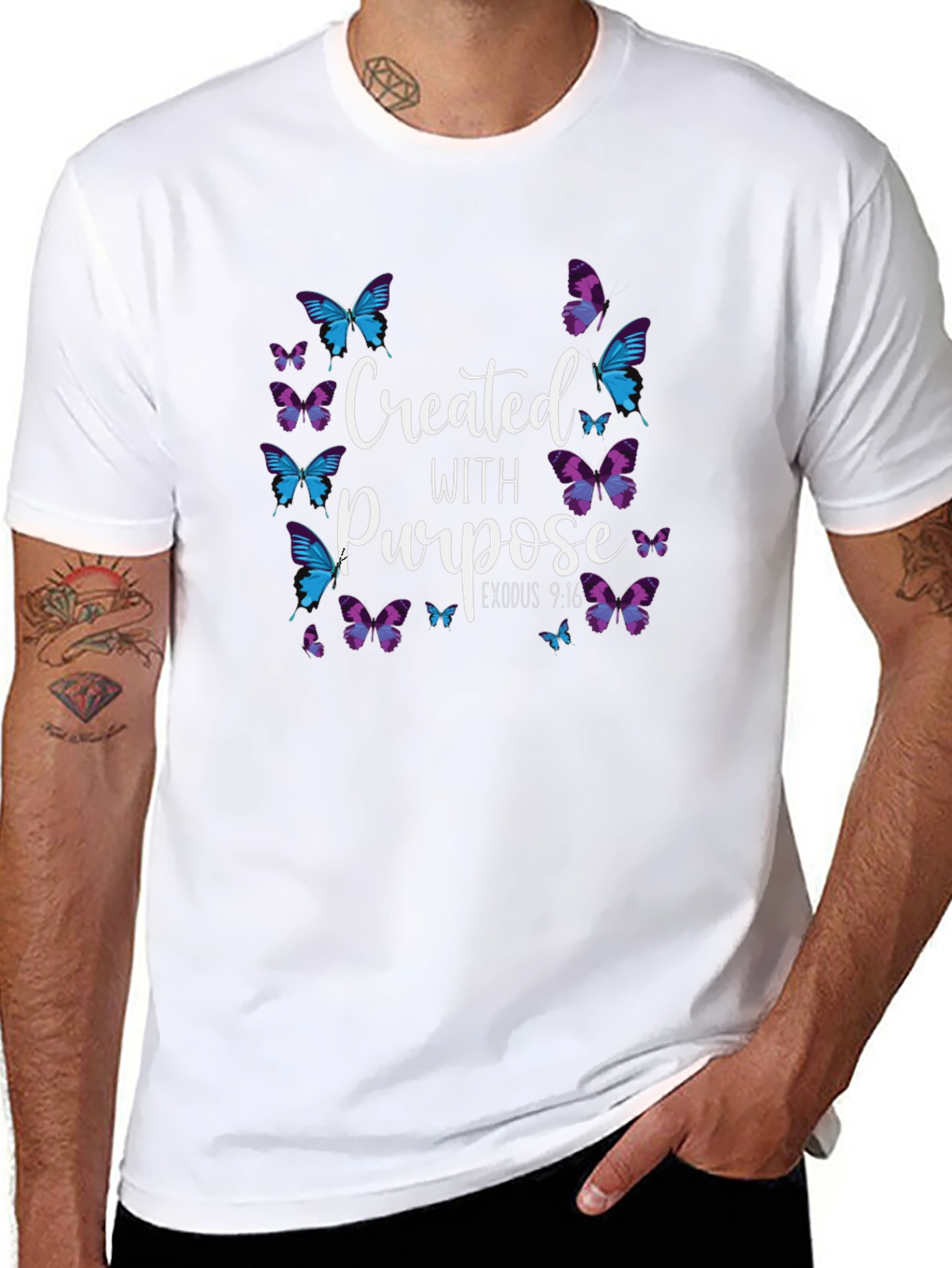 Black Created with Purpose Butterfly T-Shirt view 8