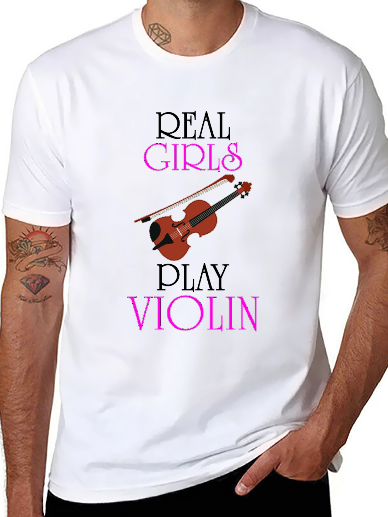Black Real Girls Play Violin T-Shirt - Music Lover Tee view 8