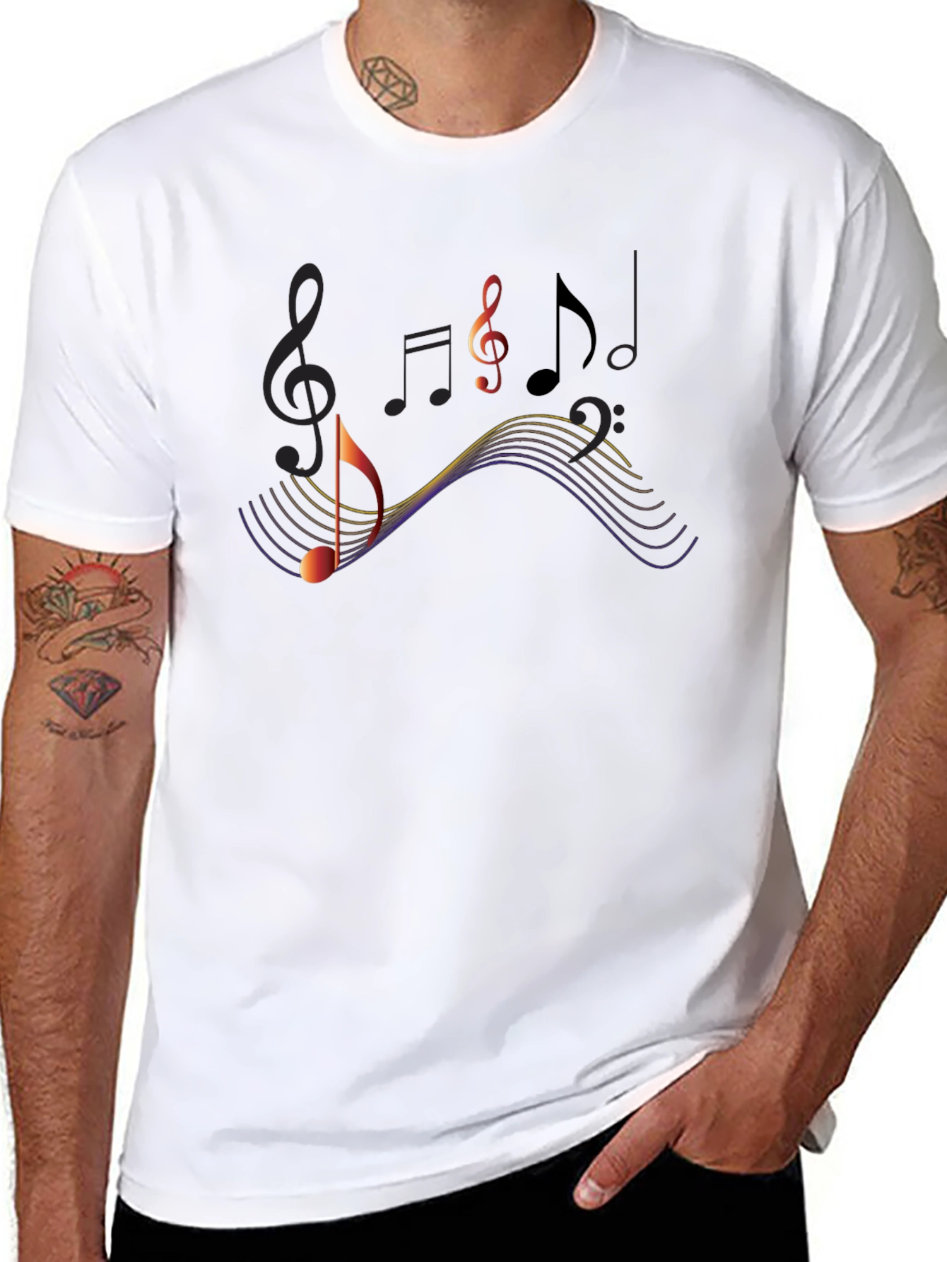Black Musical Notes Graphic Tee view 8