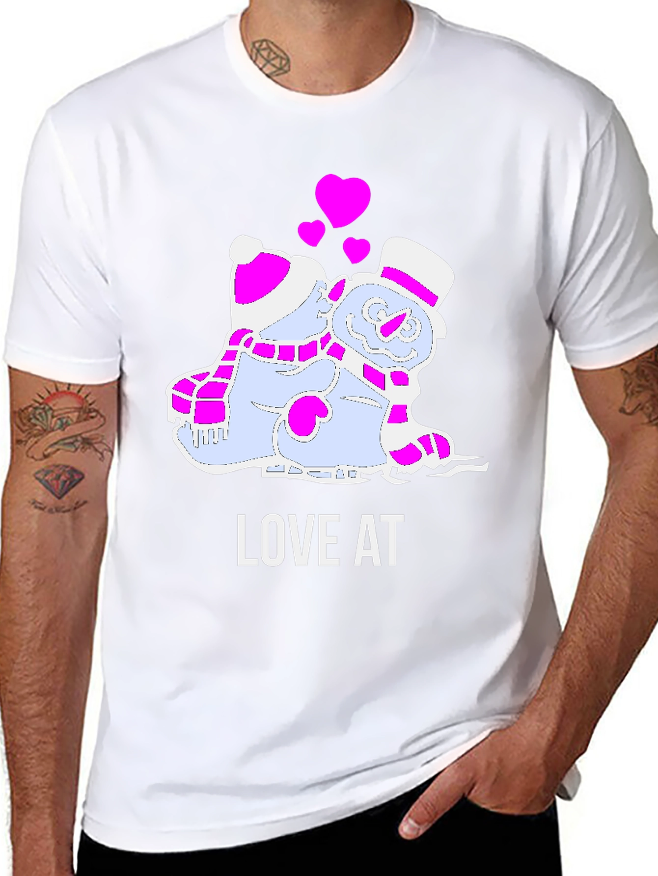 Black Love at First Ice: Snowman Couple T-Shirt view 8