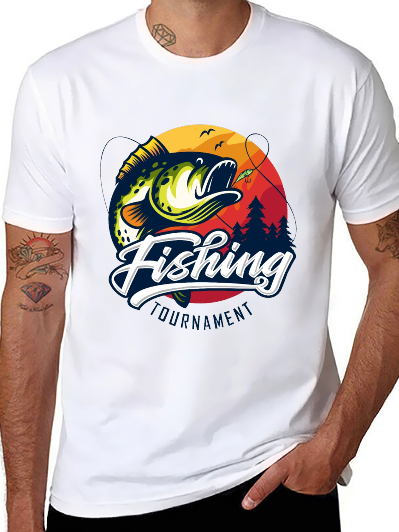 Black Fishing Tournament Black Graphic Tee view 8
