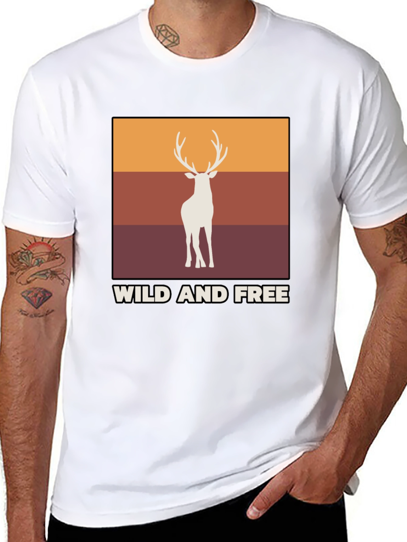 Black Wild and Free Deer Graphic Tee view 8