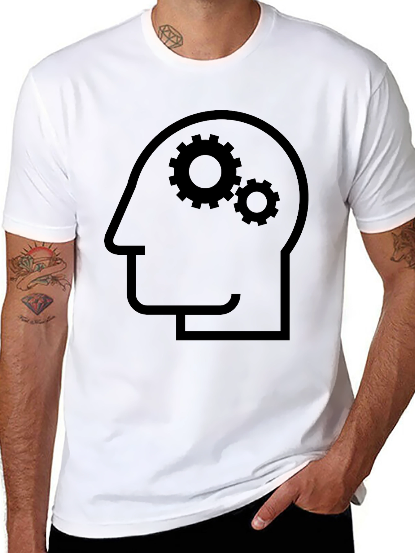 Black Thinking Gears Graphic Tee - Black Cotton view 8