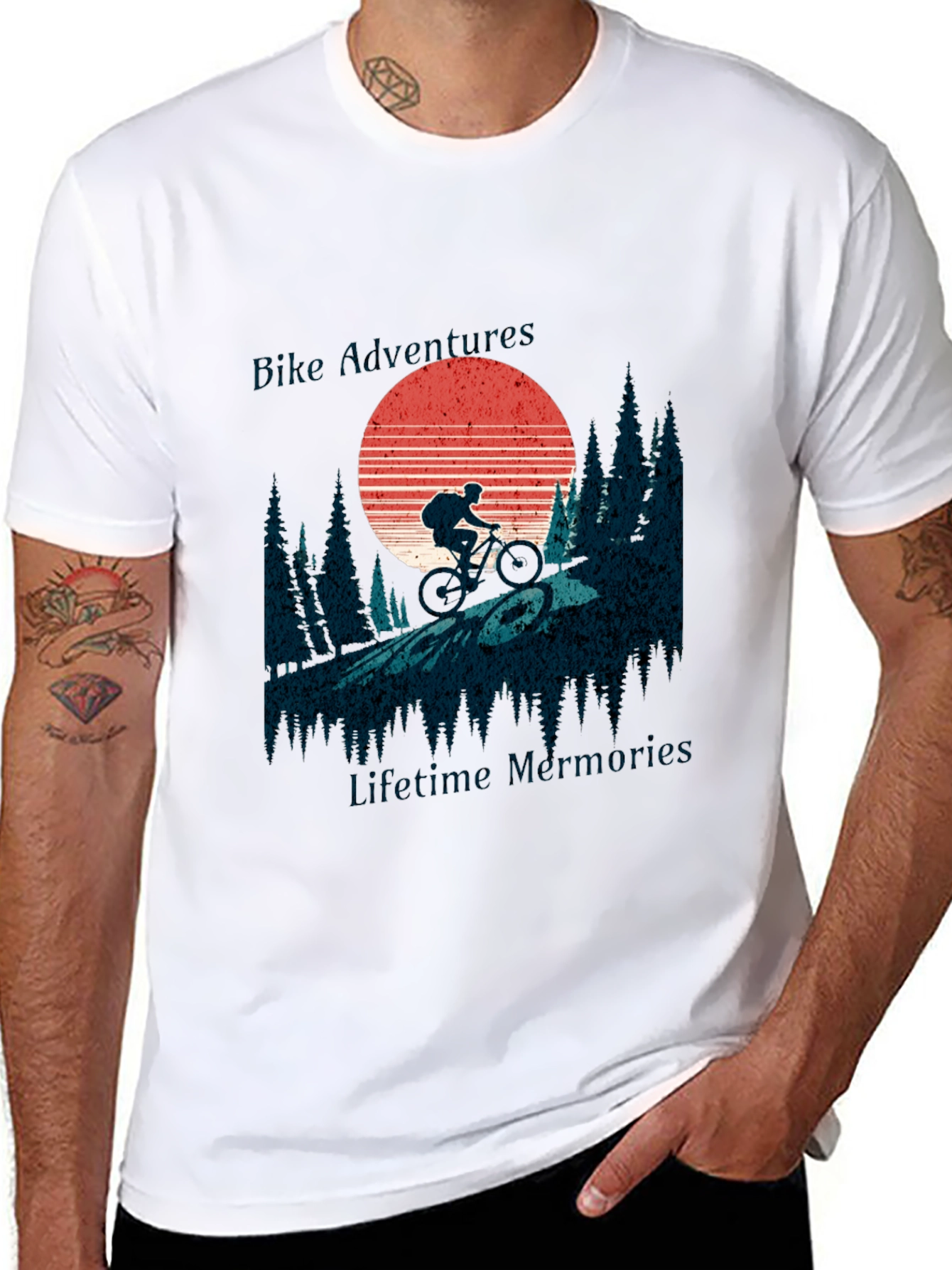 Black Bike Adventure Tee: Retro Mountain Biking Shirt view 8