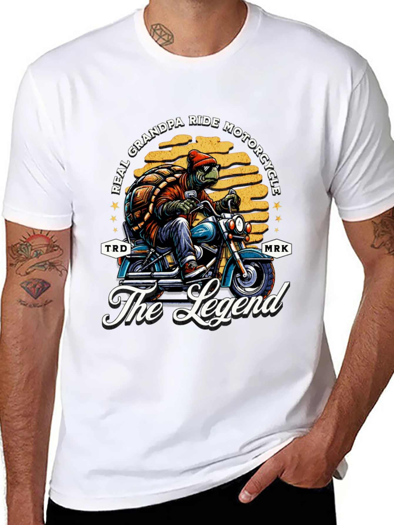 Black Grandpa Turtle Motorcycle T-Shirt - Ride Like a Legend view 8