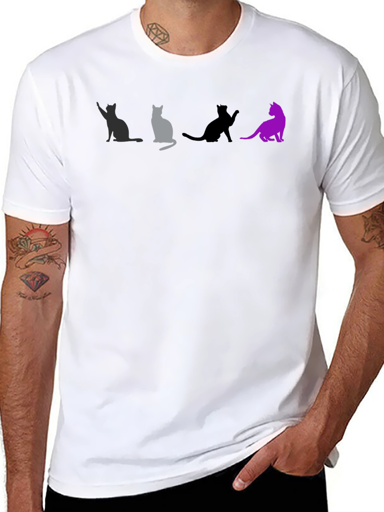Black Cats Silhouette Graphic Tee - Unique T-Shirt Design view 8