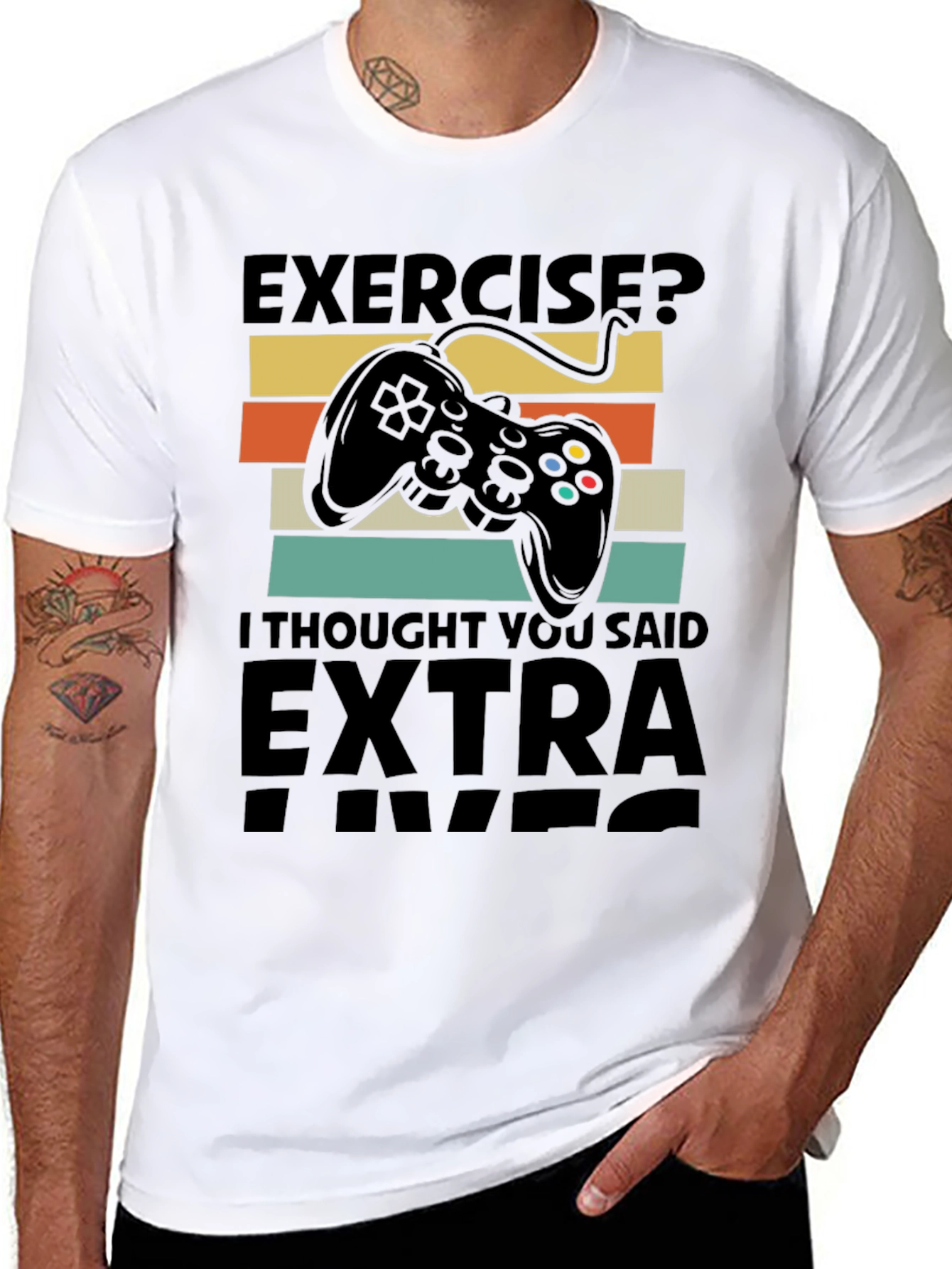 Black Extra Lives Gamer T-Shirt view 8