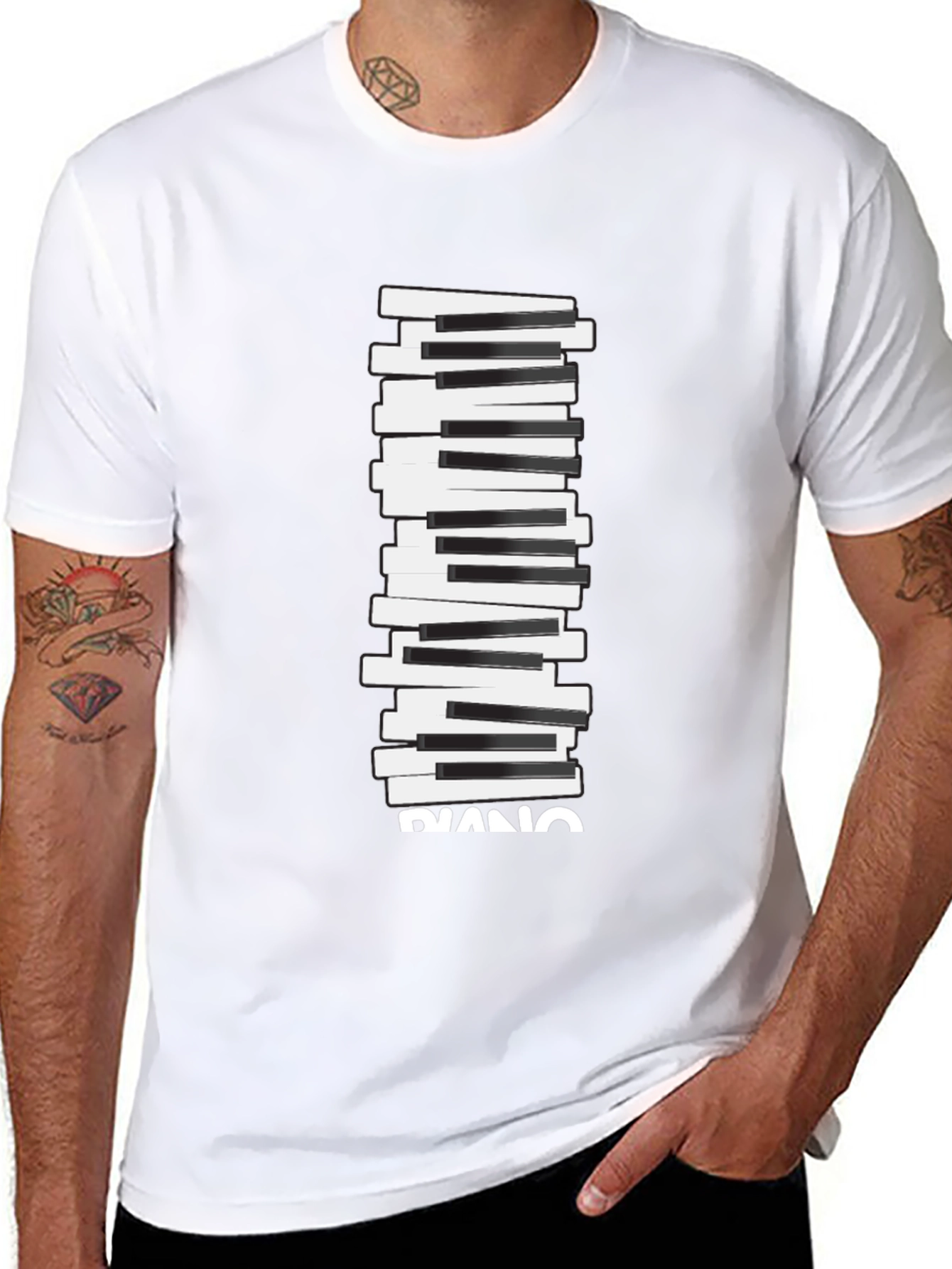 Black Piano Keys Graphic Print T-Shirt view 8