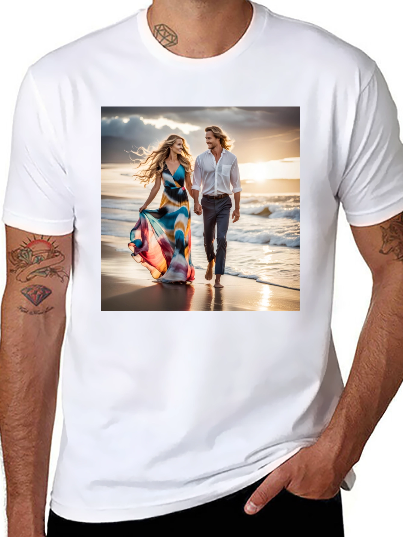 Black Romantic Beach Walk T-Shirt view 8