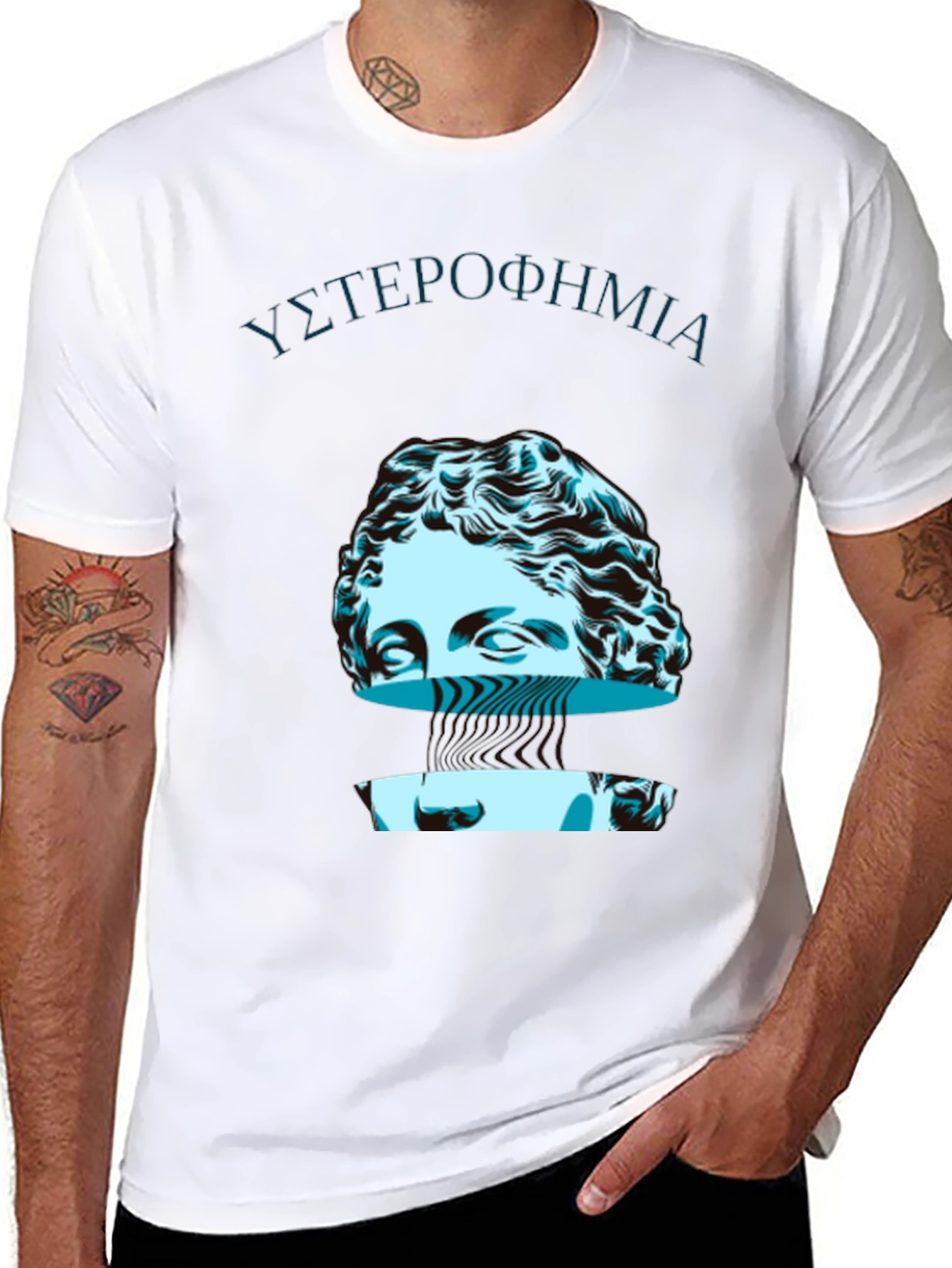 Black Abstract Bust Graphic Tee view 8