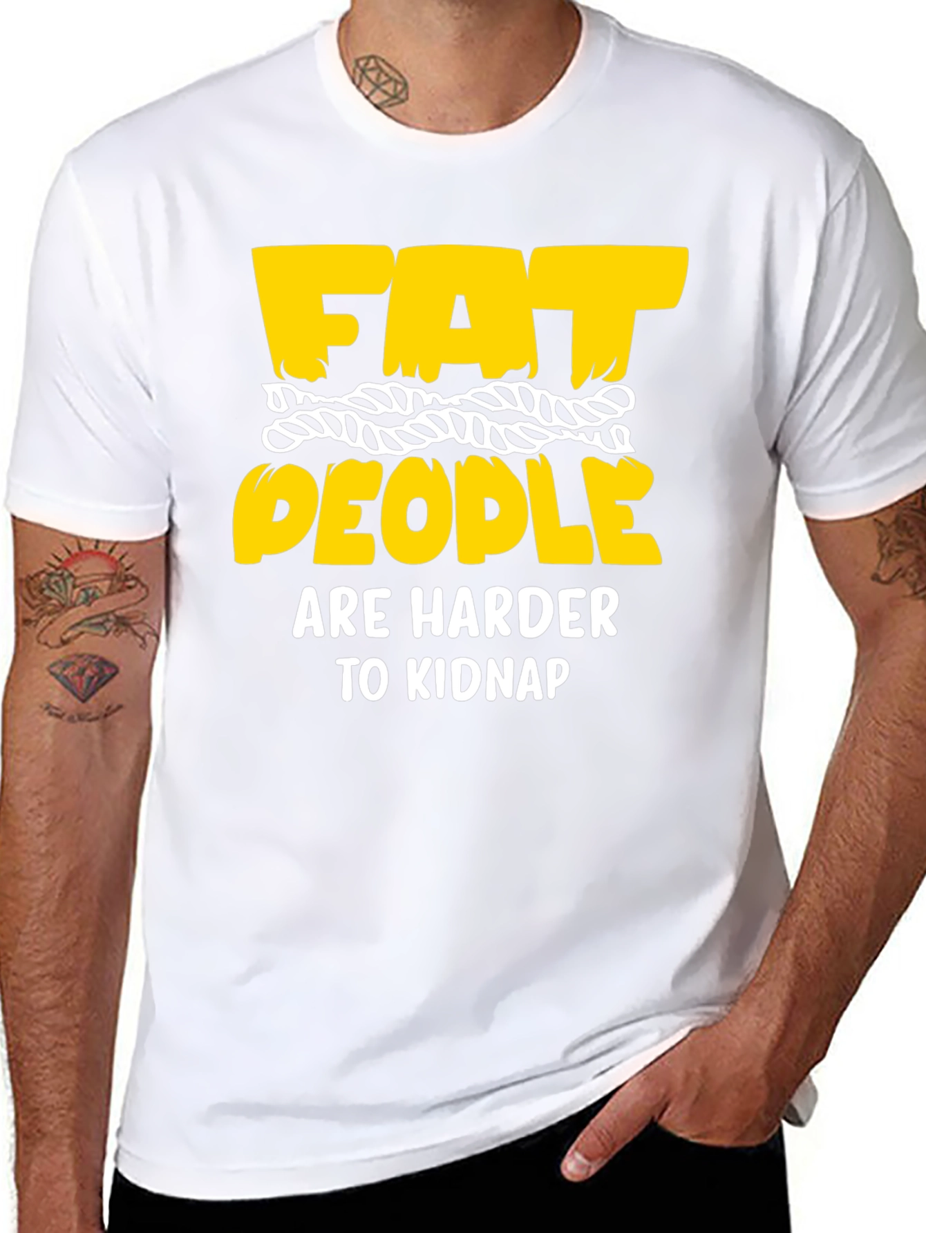 Black Funny Graphic T-Shirt: Fat People Are Harder To Kidnap view 8