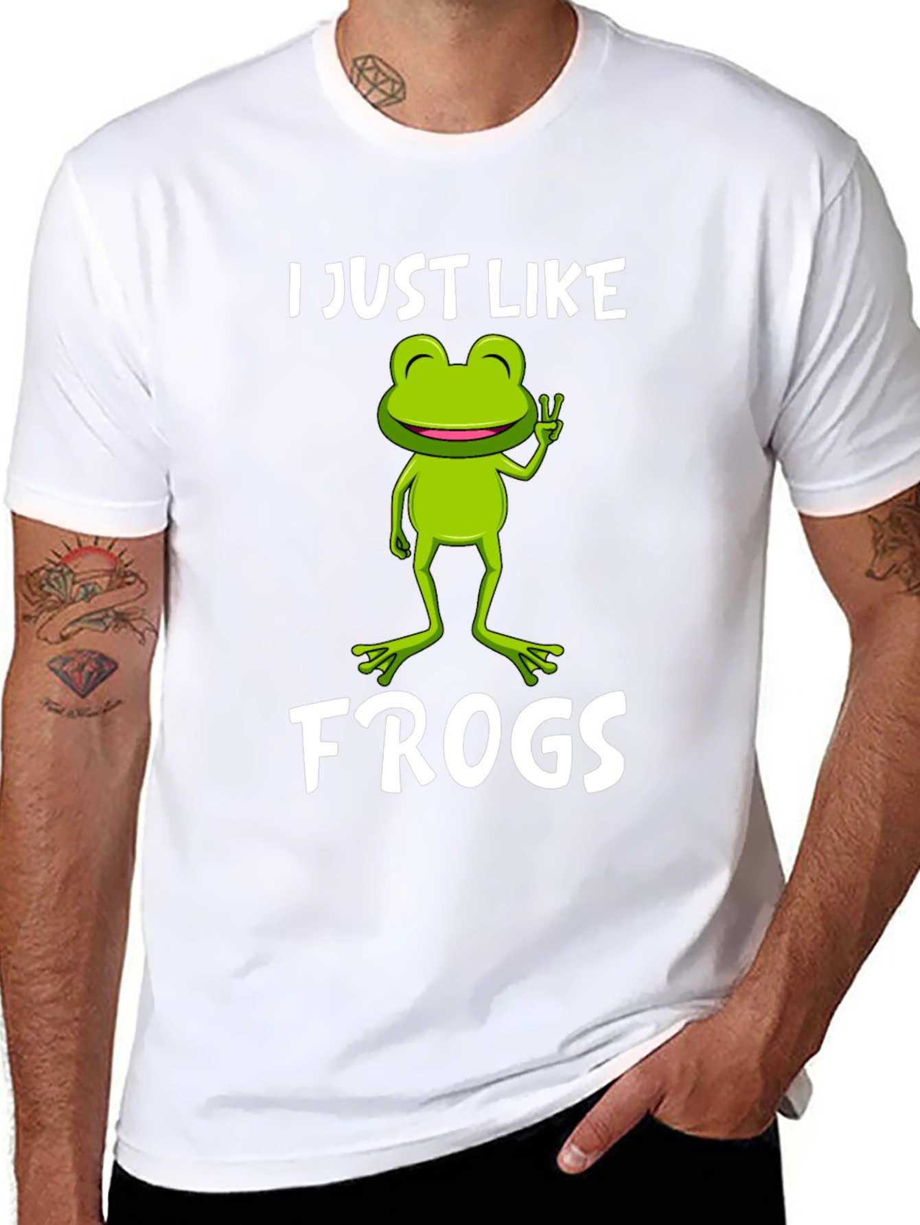 Black Funny Frog Lover T-Shirt - I Just Like Frogs Tee view 8