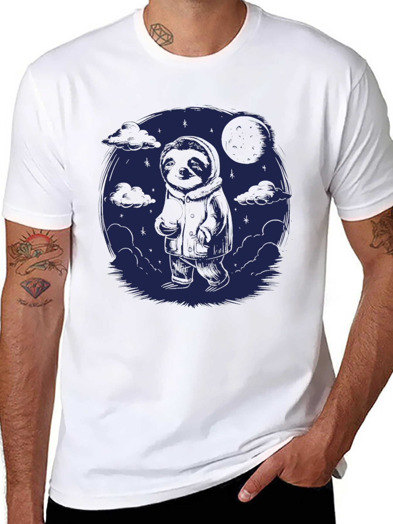 Black Sloth Moon Graphic Tee - Comfy Casual Style view 8
