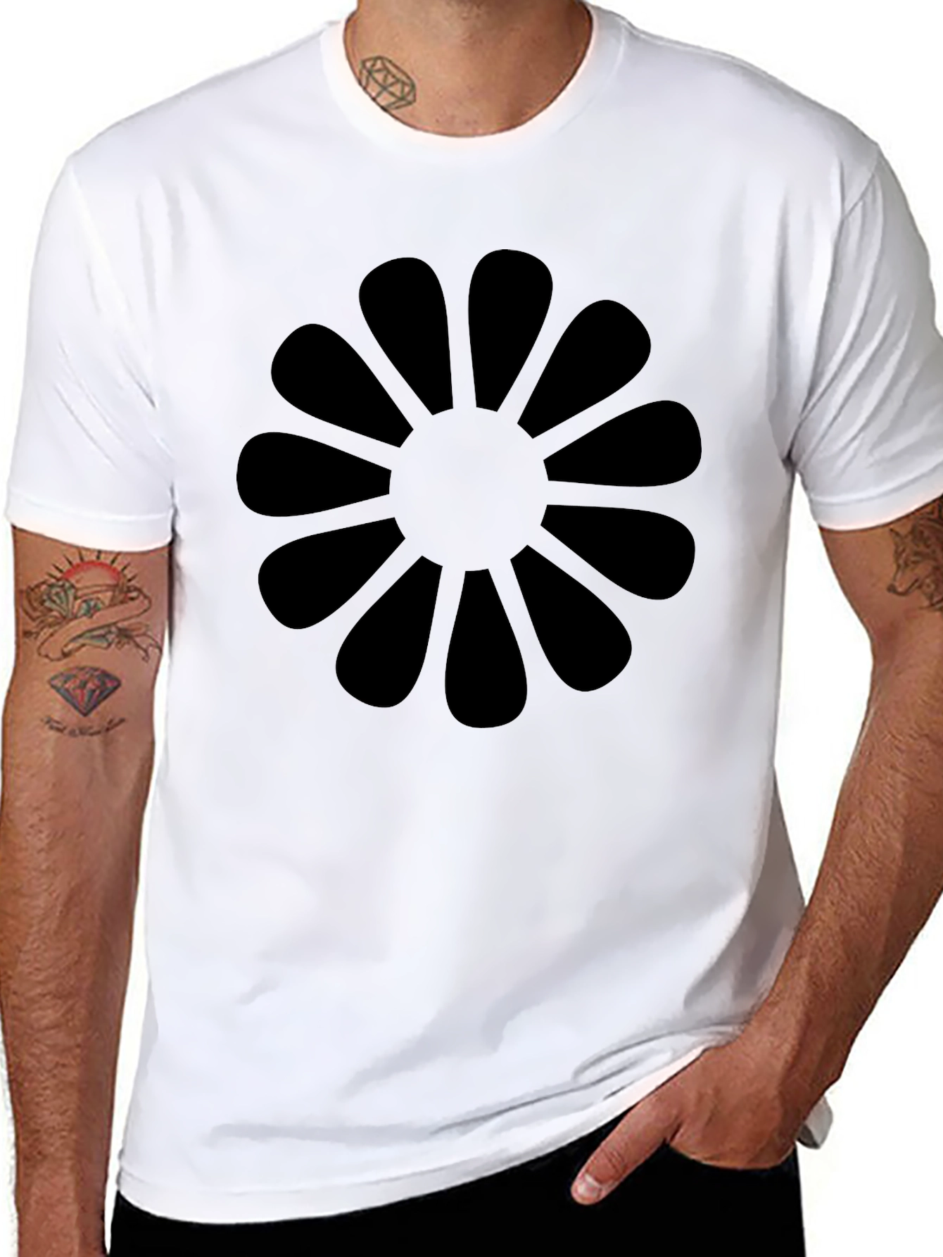Black Black Flower Graphic Tee view 8