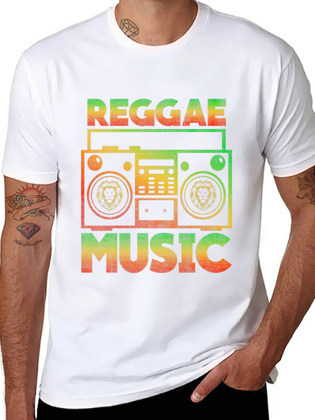 Black Reggae Music T-Shirt - Vintage Boombox Design view 8