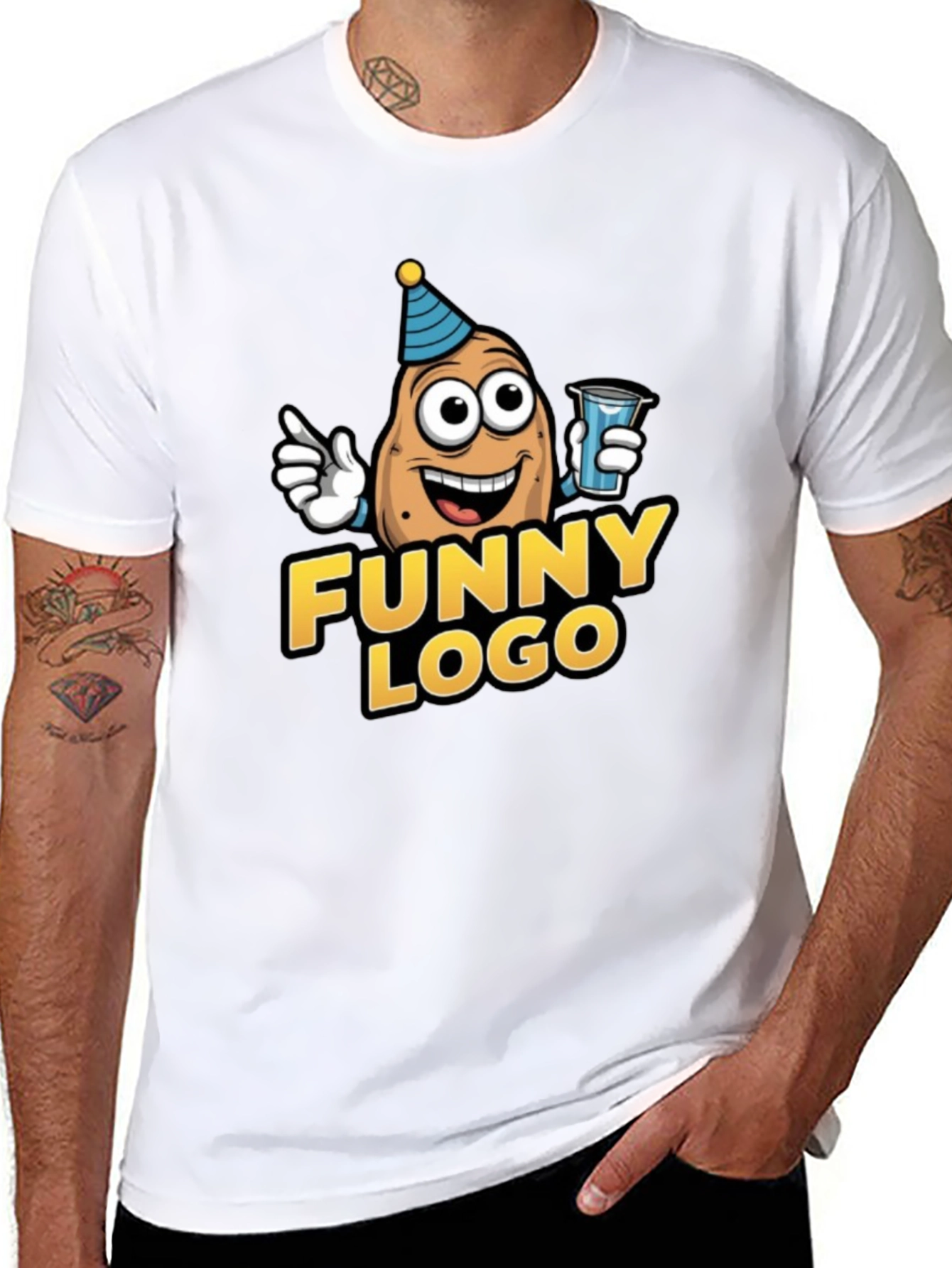 Black Funny Logo Potato Graphic Tee view 8