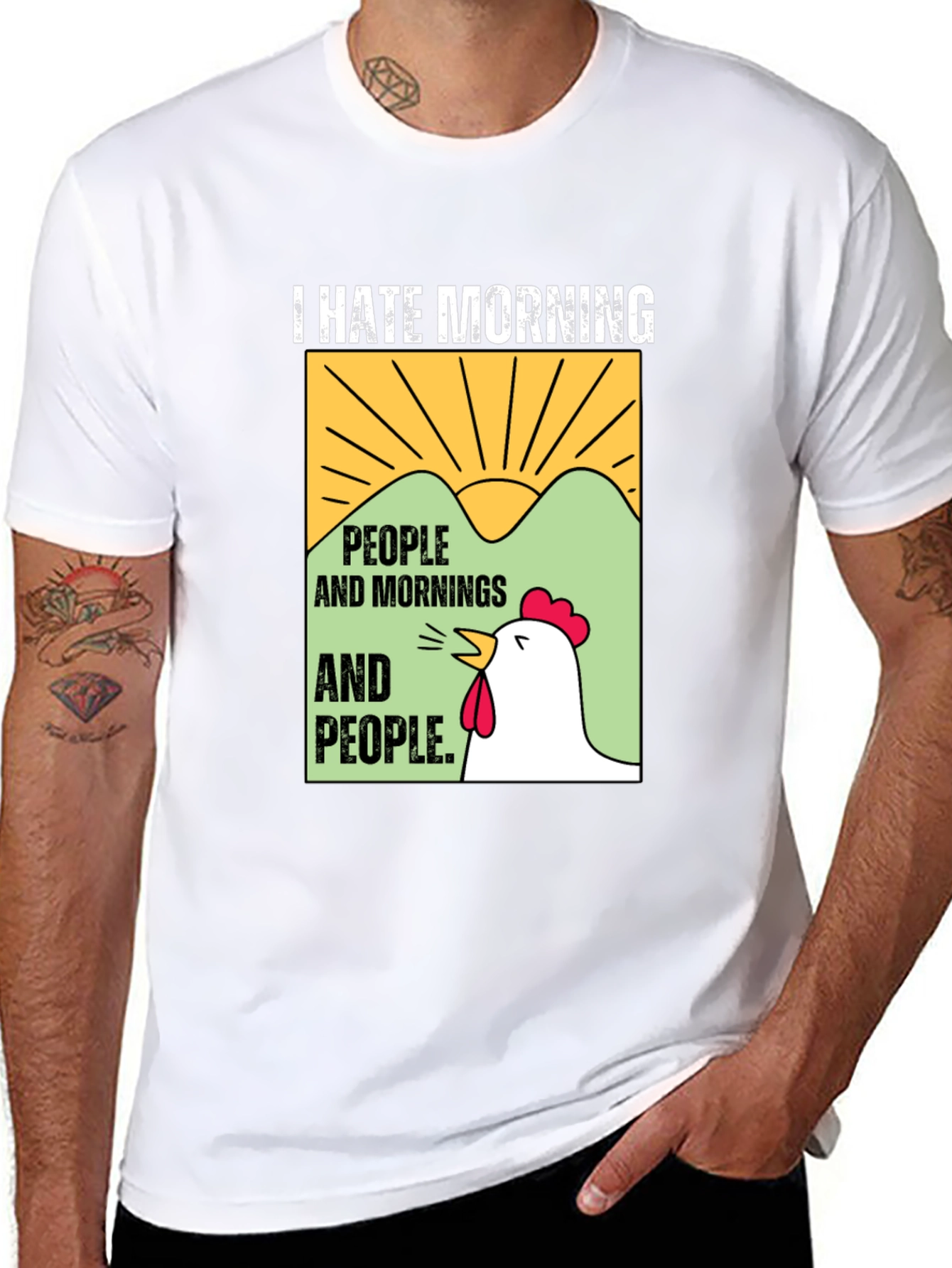 Black I Hate Morning People T-Shirt view 8
