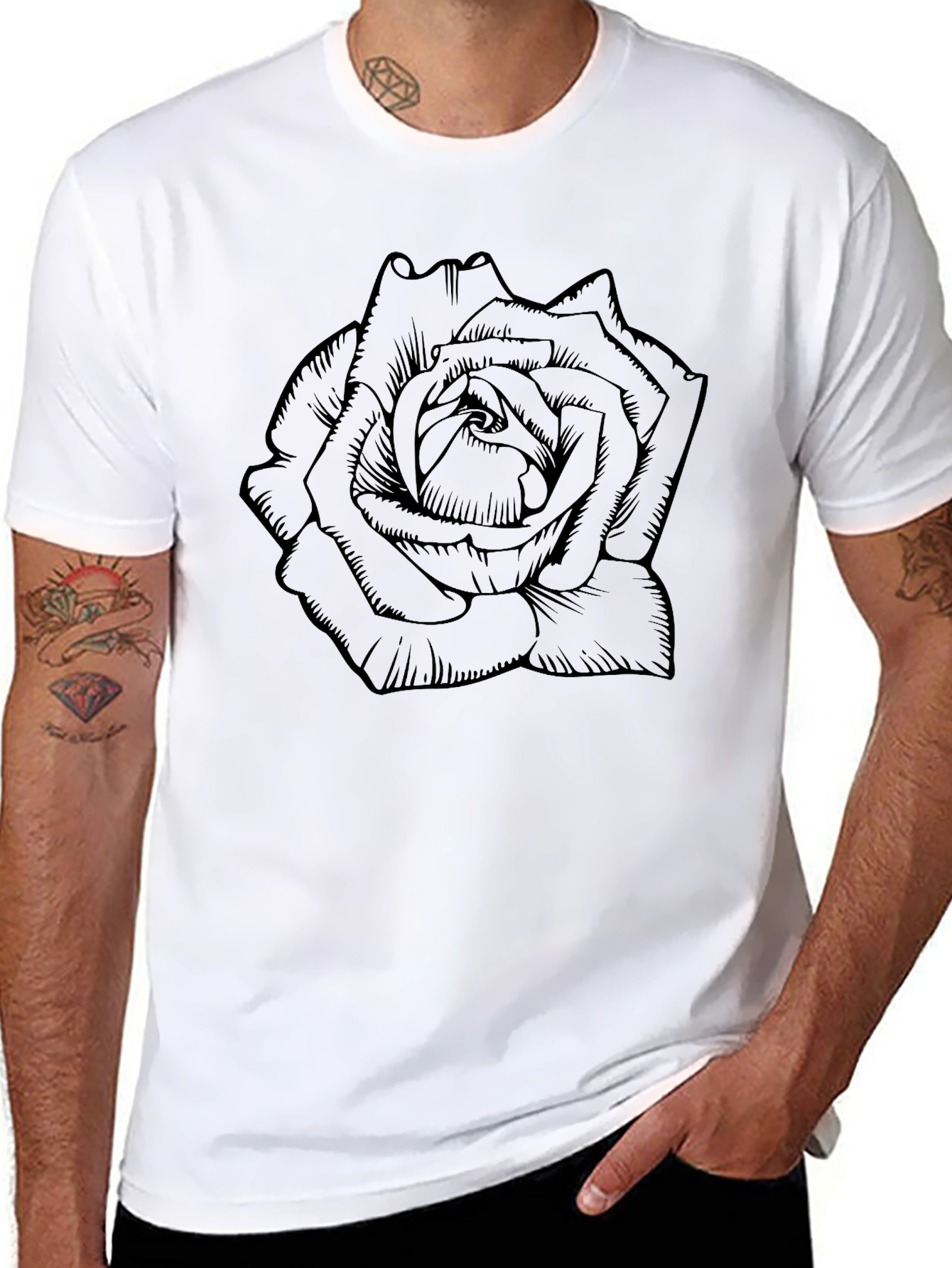 Black Black Rose Graphic Tee - Stylish Men's T-Shirt view 8