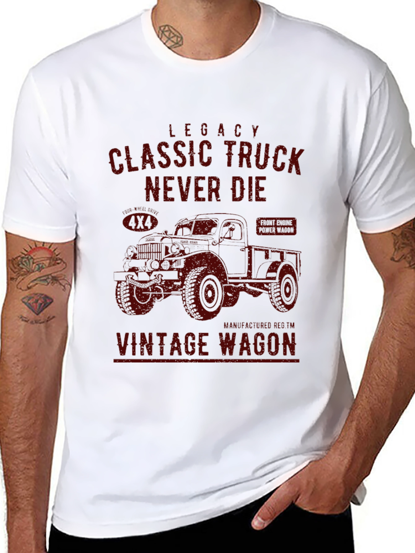 Classic Truck Vintage Wagon Black T-Shirt - 8