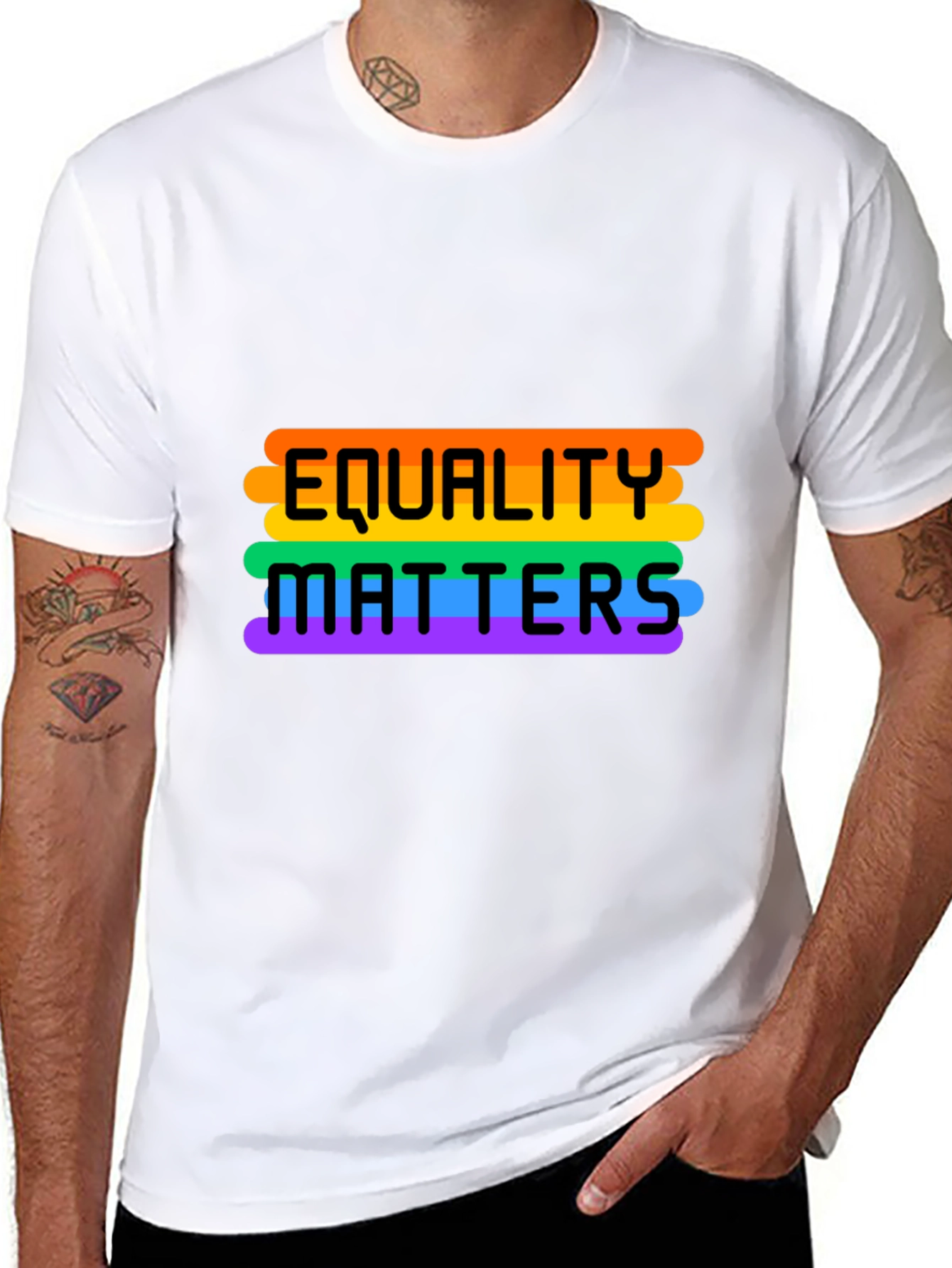 Black Equality Matters Rainbow Pride T-Shirt view 8