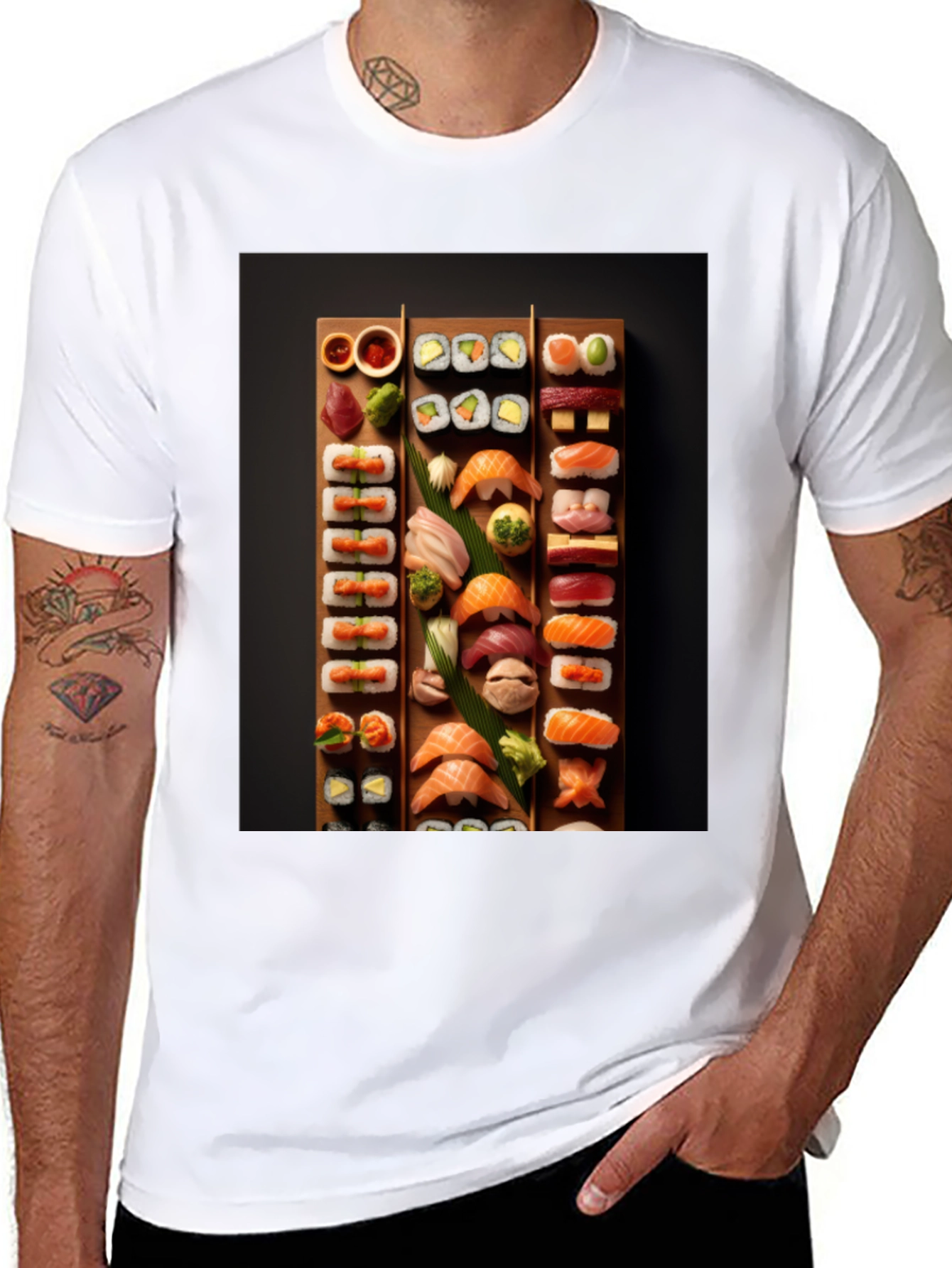 Black Sushi Platter Graphic T-Shirt - Foodie Fashion view 8
