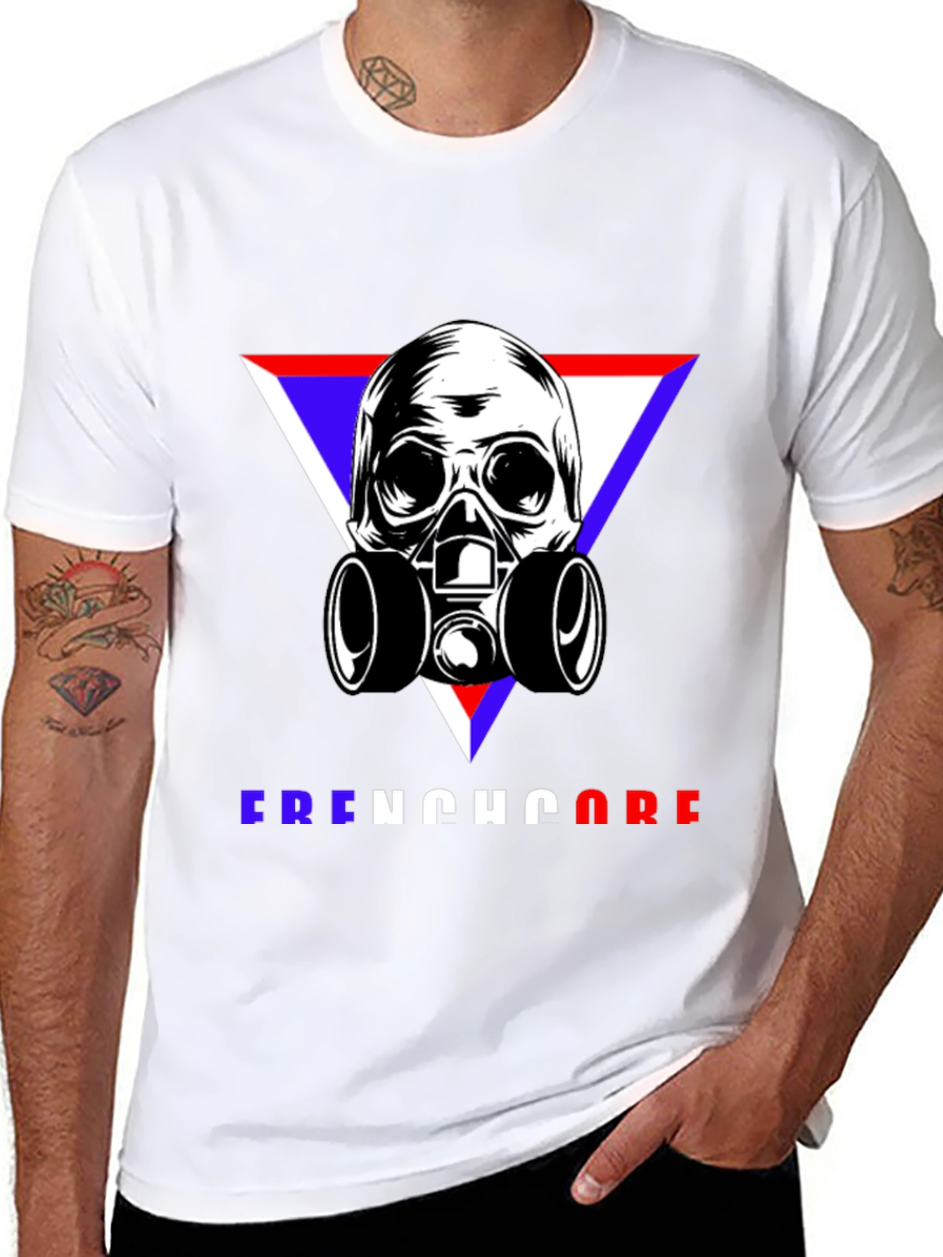 Black Skull Gas Mask Frenchcore Graphic T-Shirt view 8