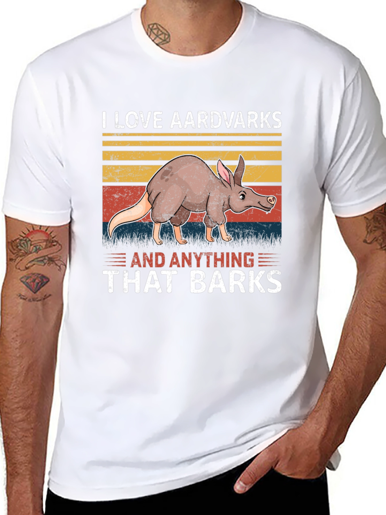 Black Aardvark Humor Graphic Tee - Barking Animal Lover T-Shirt view 8