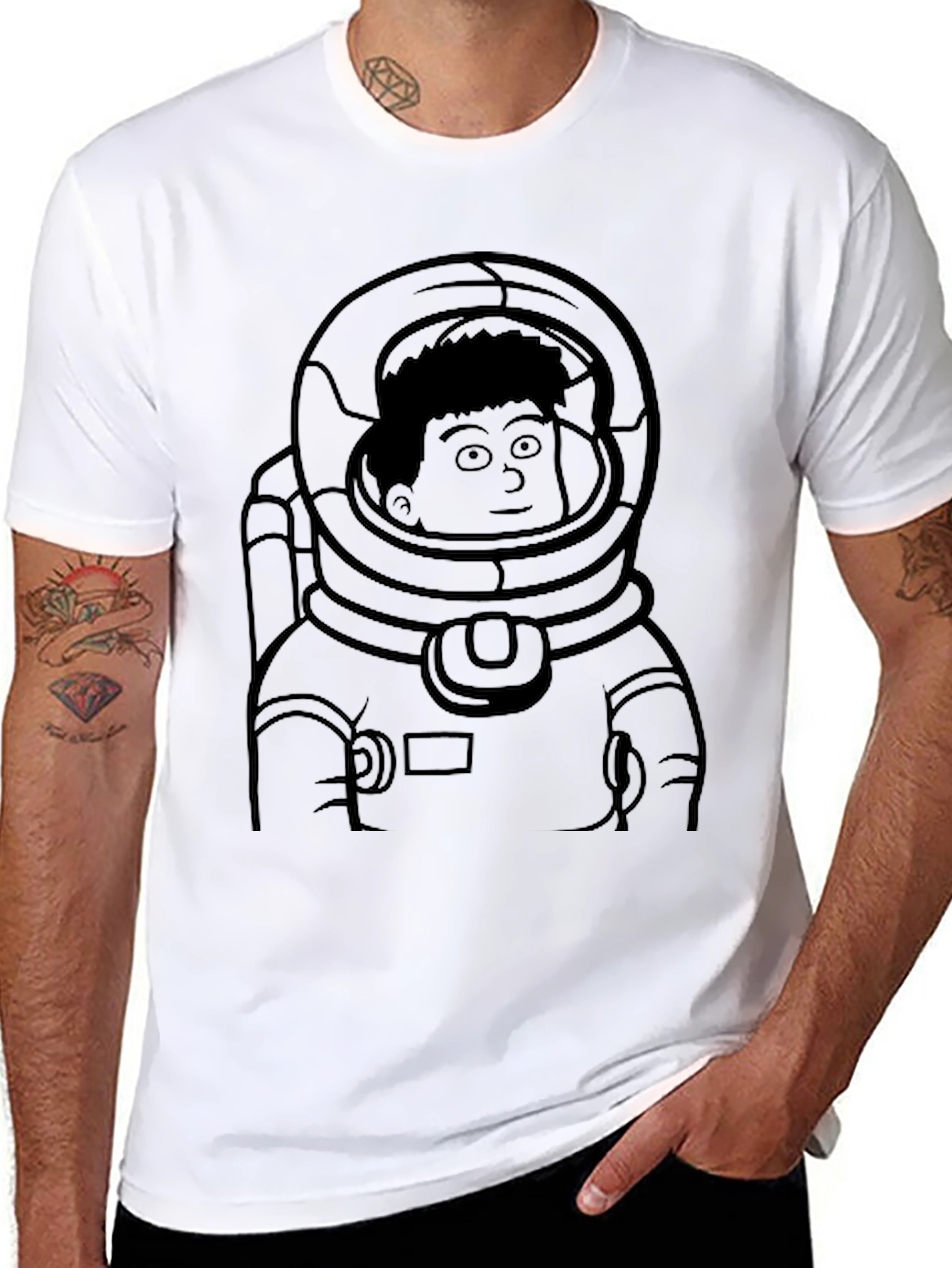 Black Astronaut Graphic Black T-Shirt, Space Suit Design view 8
