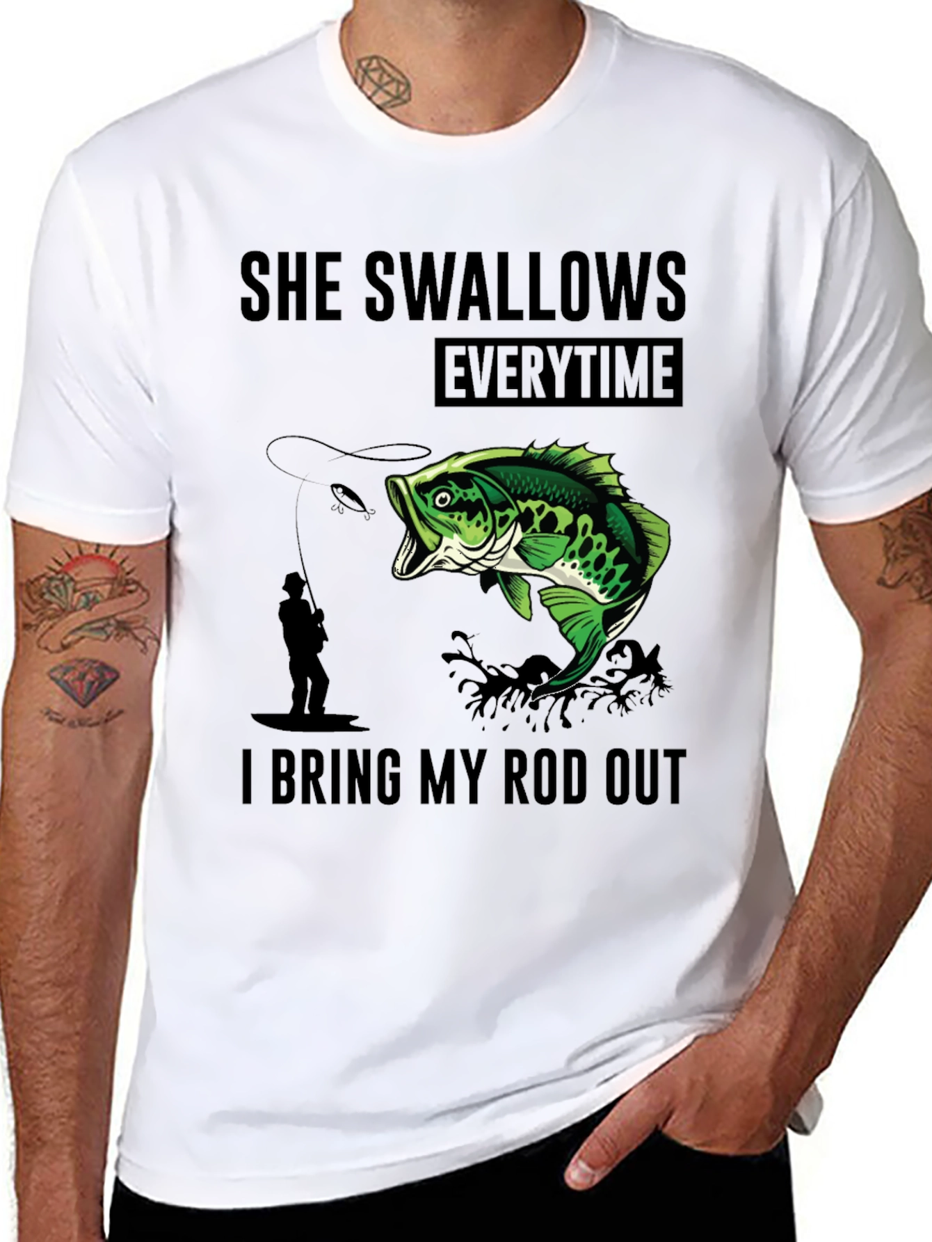 Black She Swallows Every Time I Bring My Rod Out T-Shirt view 8