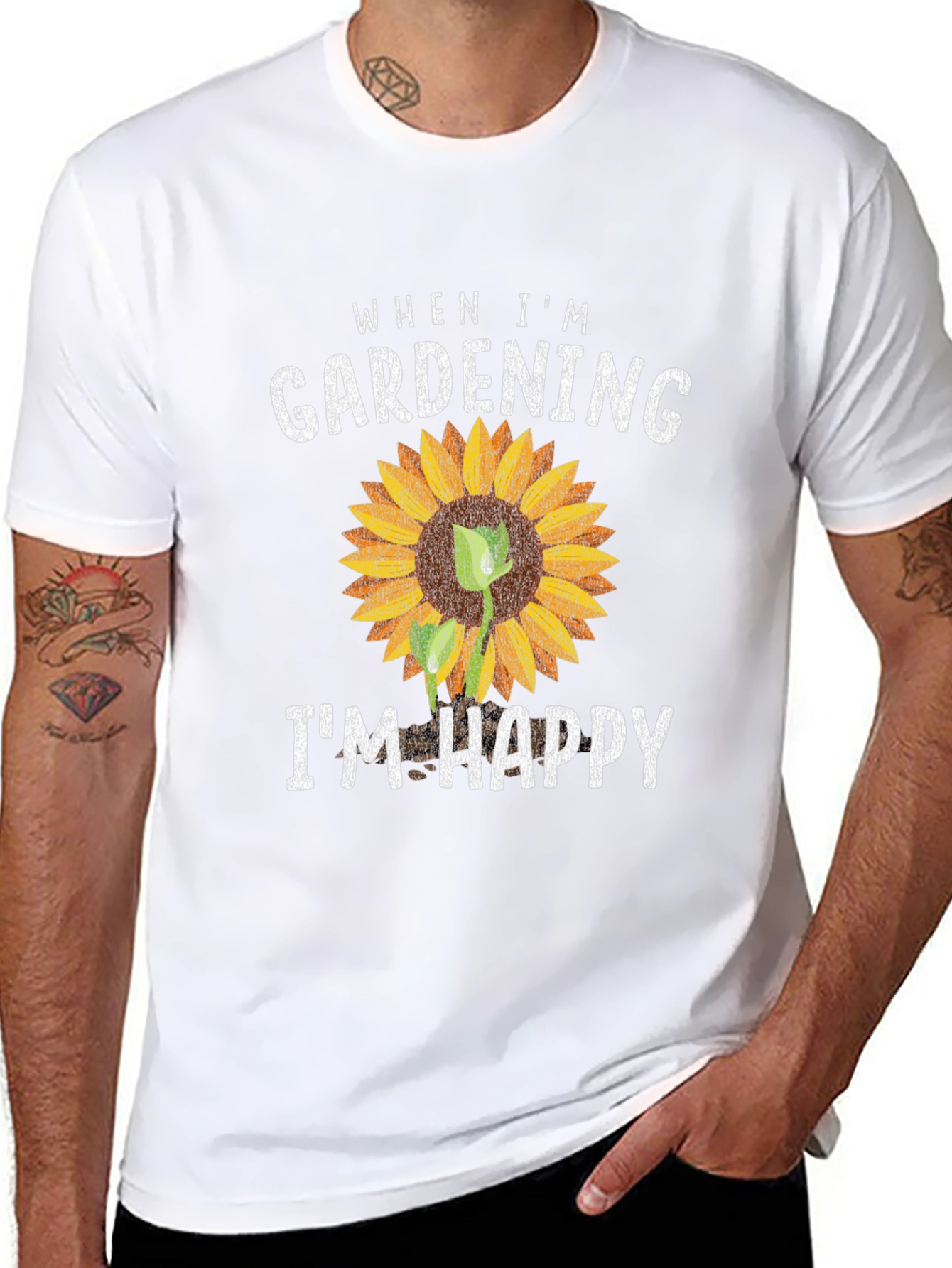Black Gardening Makes Me Happy T-Shirt Sunflower Graphic view 8
